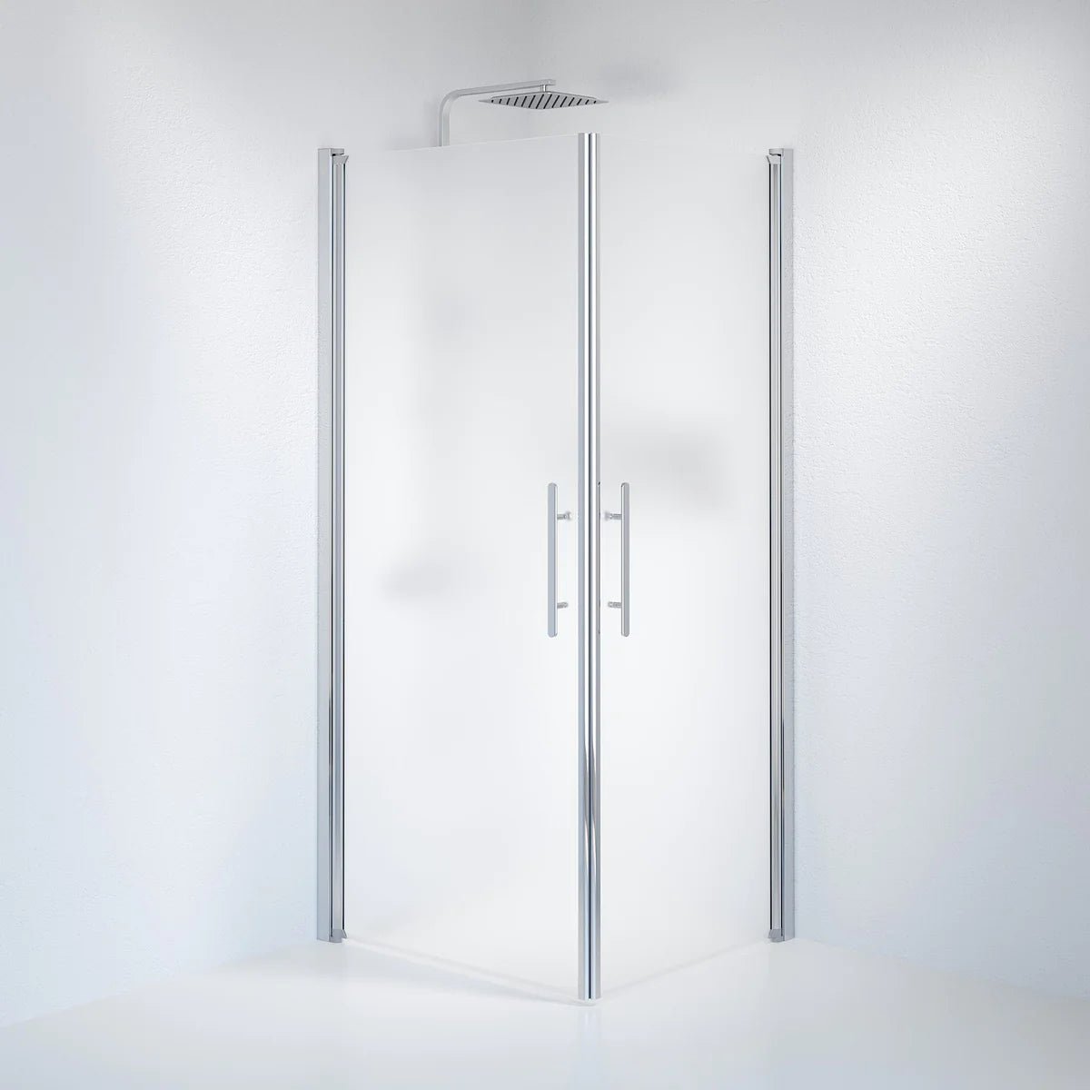 Vänern Duschhörn, Rak, Frostat Glas, Krom Profil