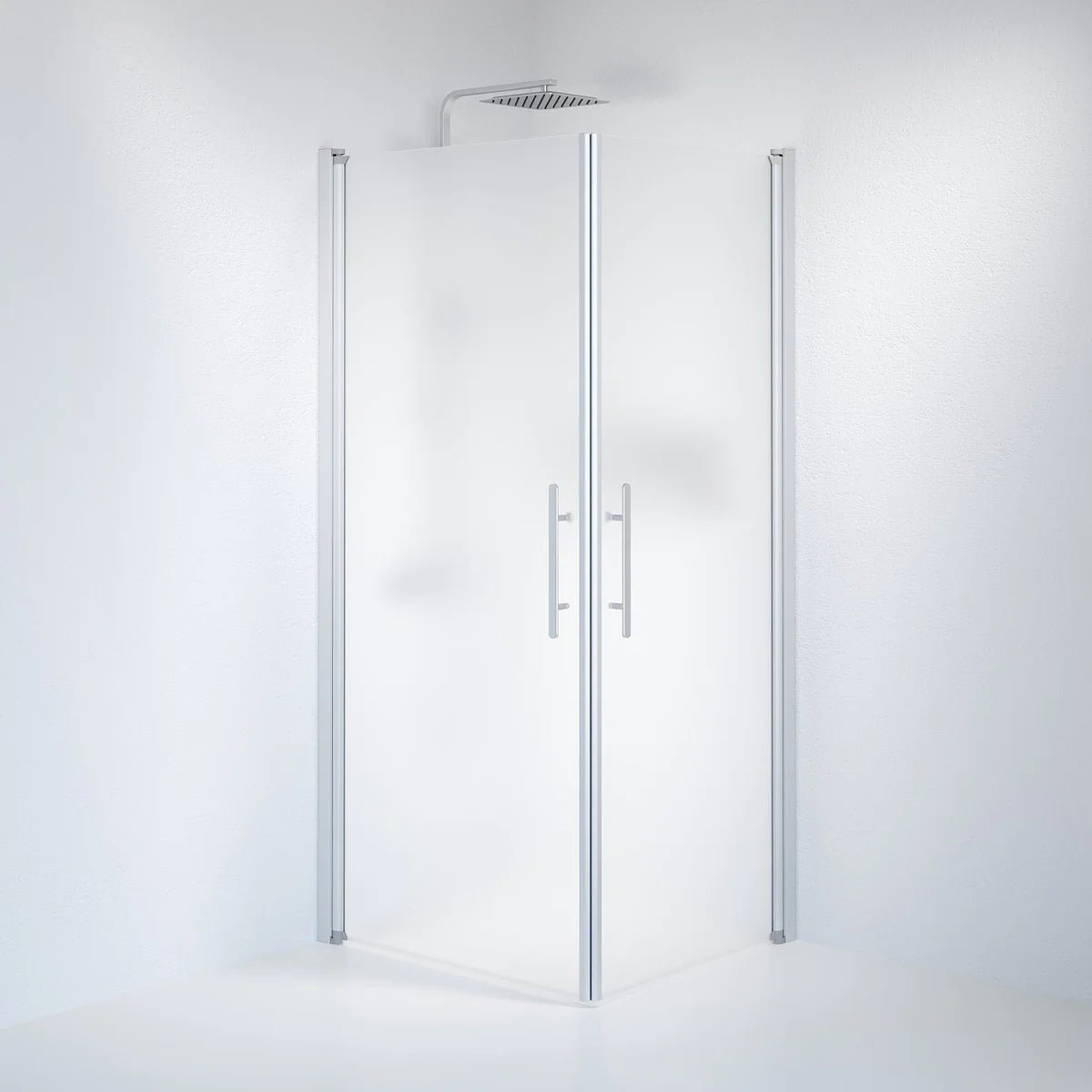 Vänern Duschhörn, Rak, Frostat Glas, Borstad Aluminium Profil