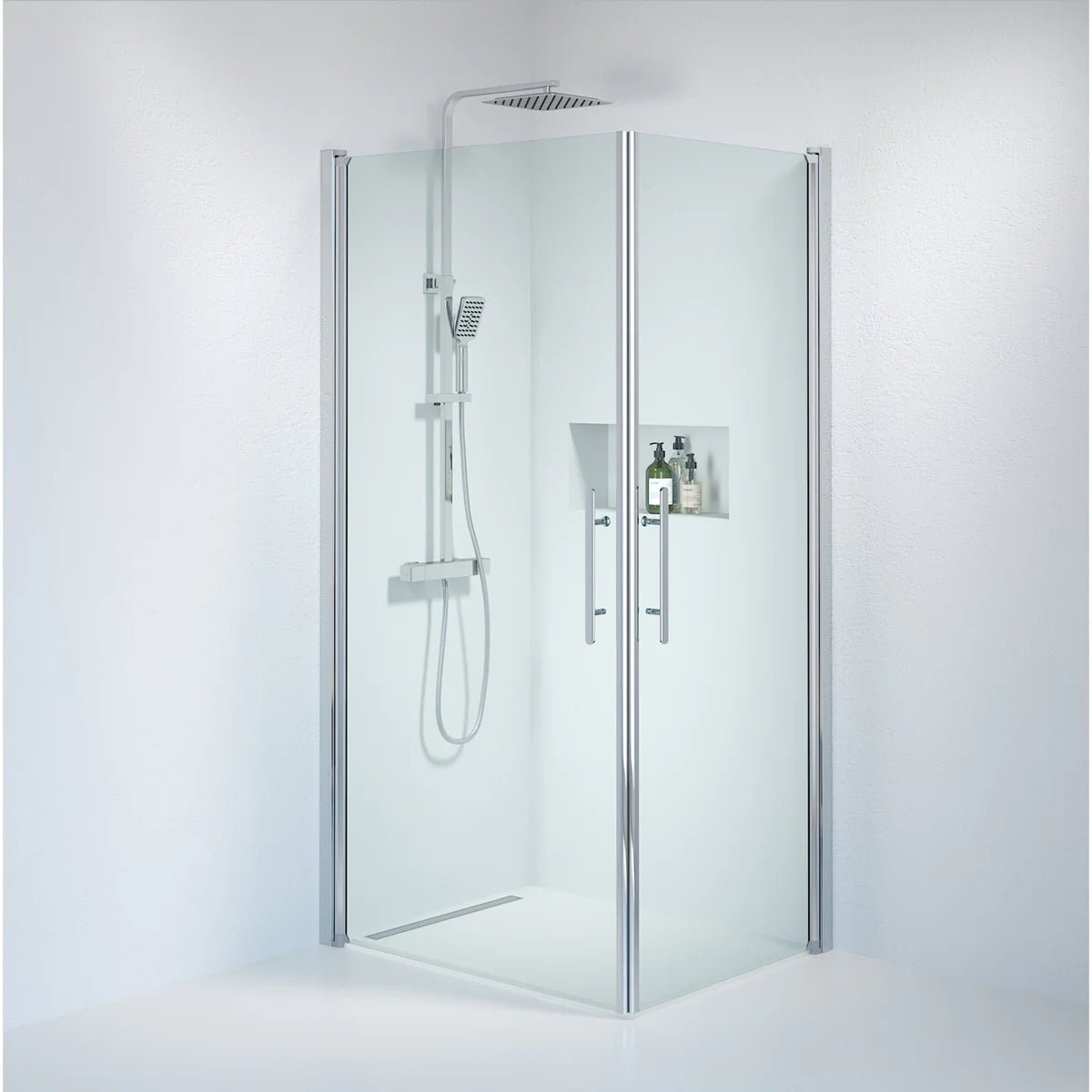 Vänern Duschhörn, Rak, Klarglas, Krom Profil