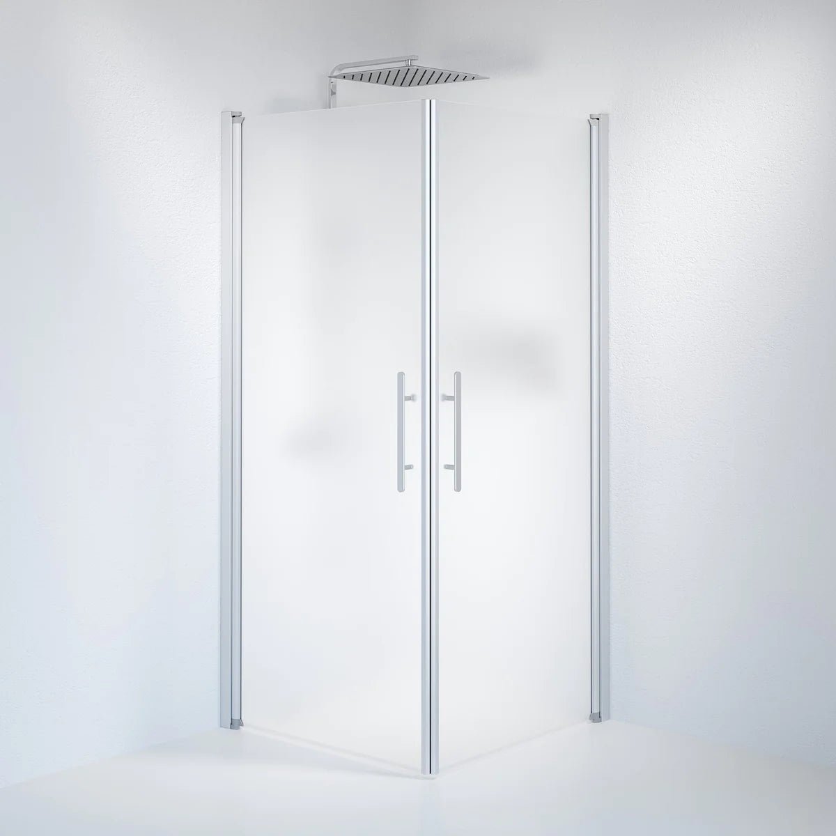 Vänern Duschhörn, Rak, Frostat Glas, Borstad Aluminium Profil