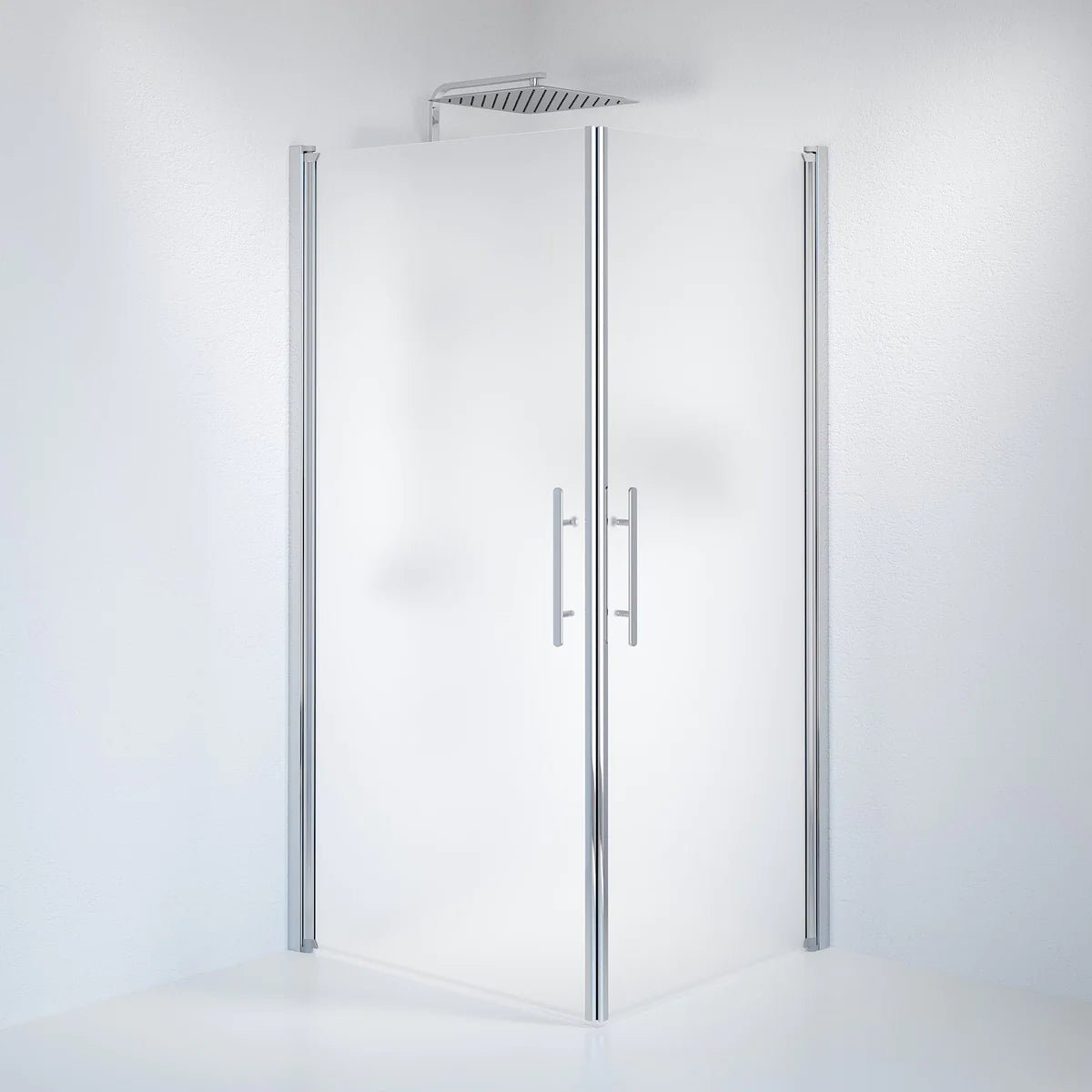 Vänern Duschhörn, Rak, Frostat Glas, Krom Profil