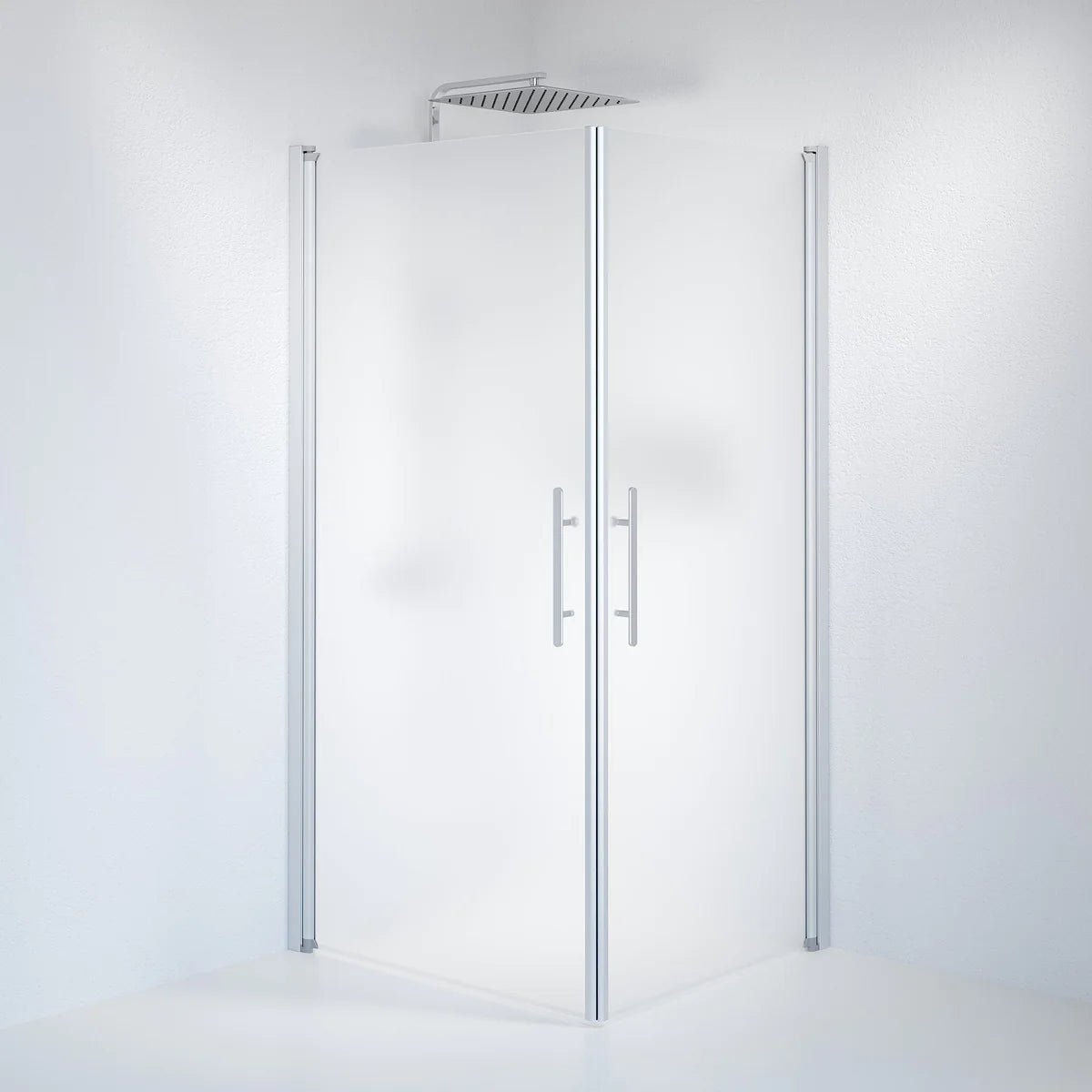 Vänern Duschhörn, Rak, Frostat Glas, Borstad Aluminium Profil