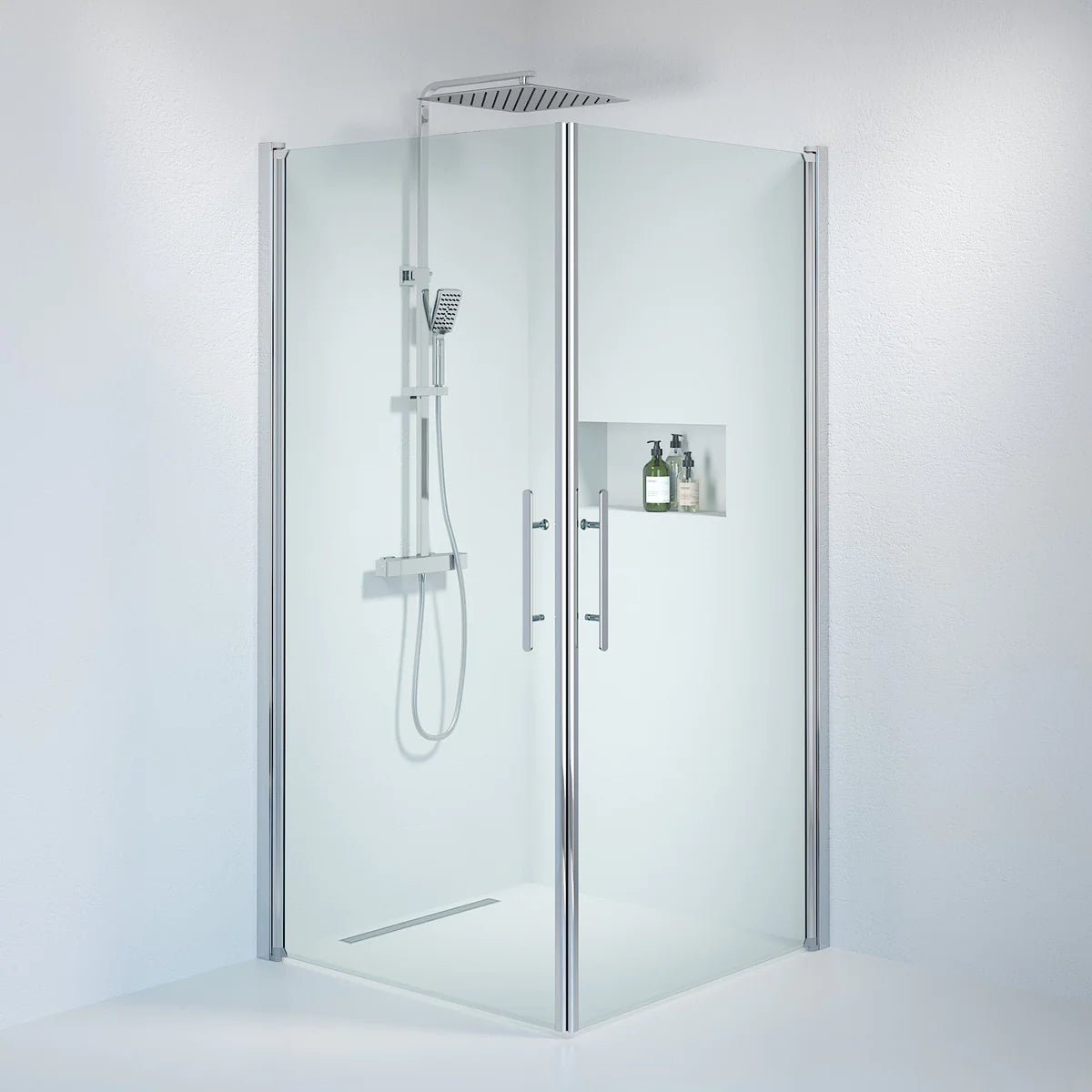 Vänern Duschhörn, Rak, Klarglas, Krom Profil