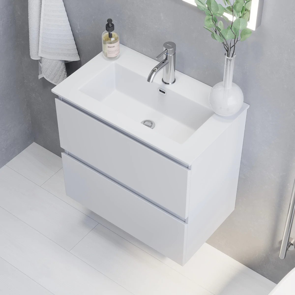 Sandshamn Slimline Badrumsmöbel, Vit Matt