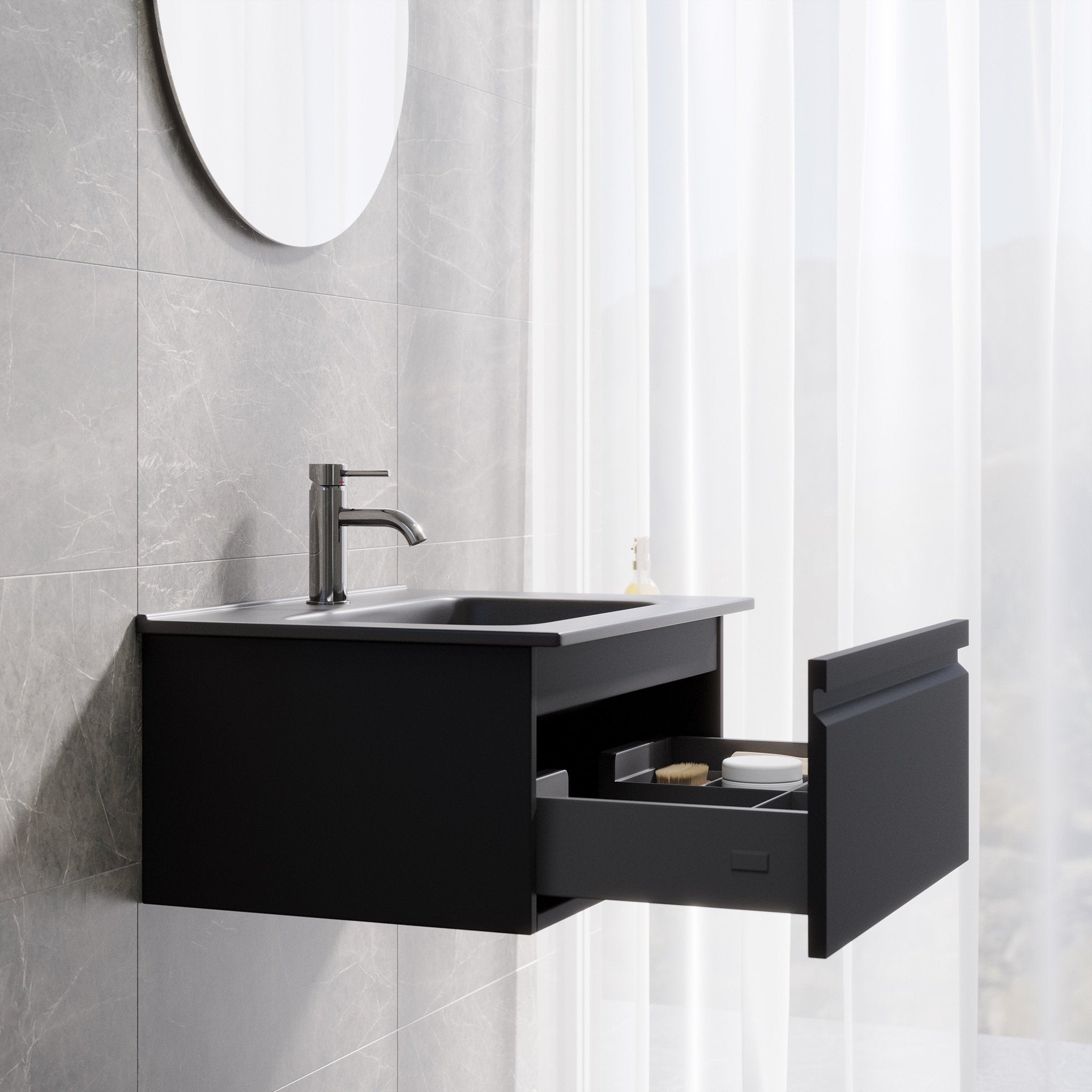 Kuberg Kompakt Badrummöbel, Svart Matt