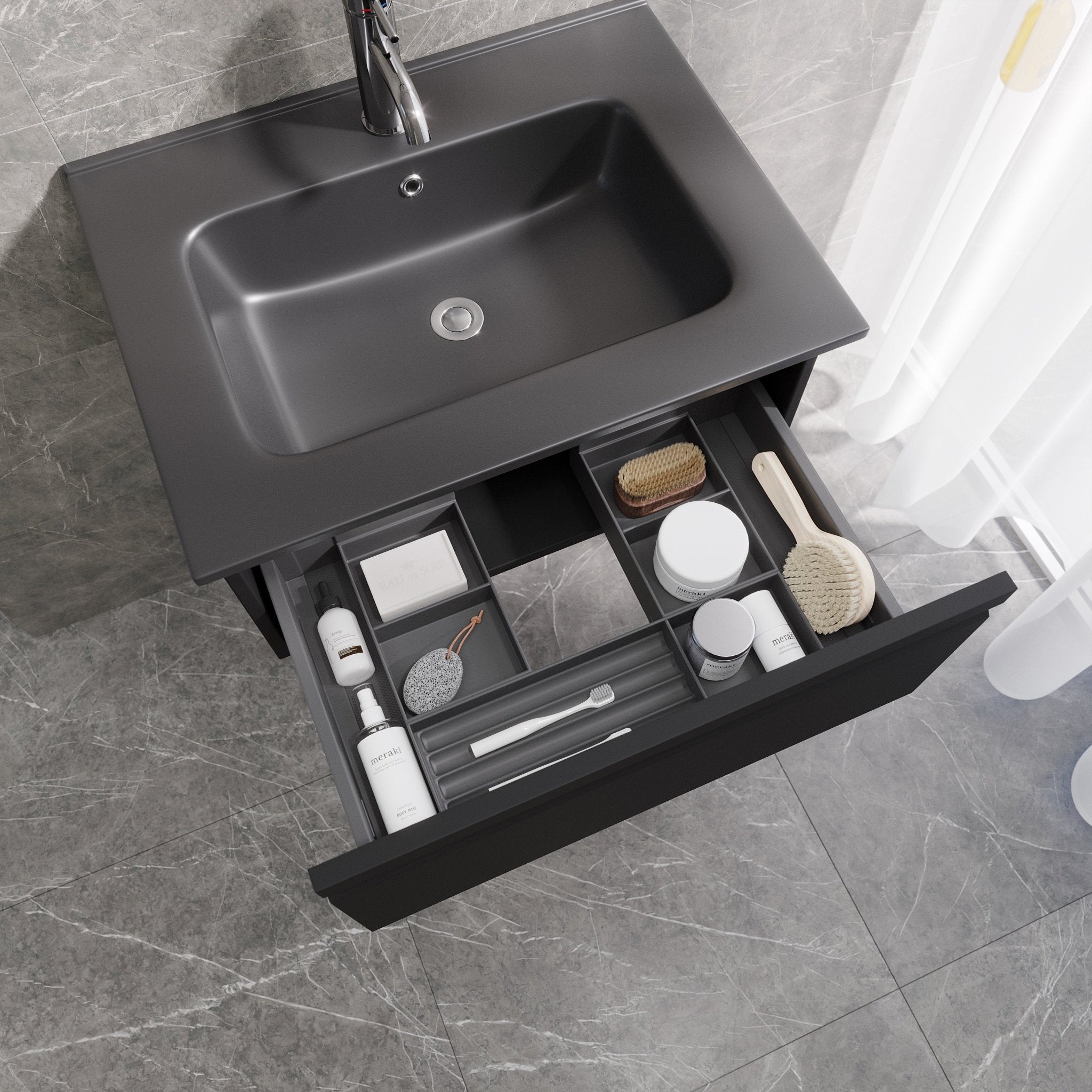 Kuberg Kompakt Badrummöbel, Svart Matt