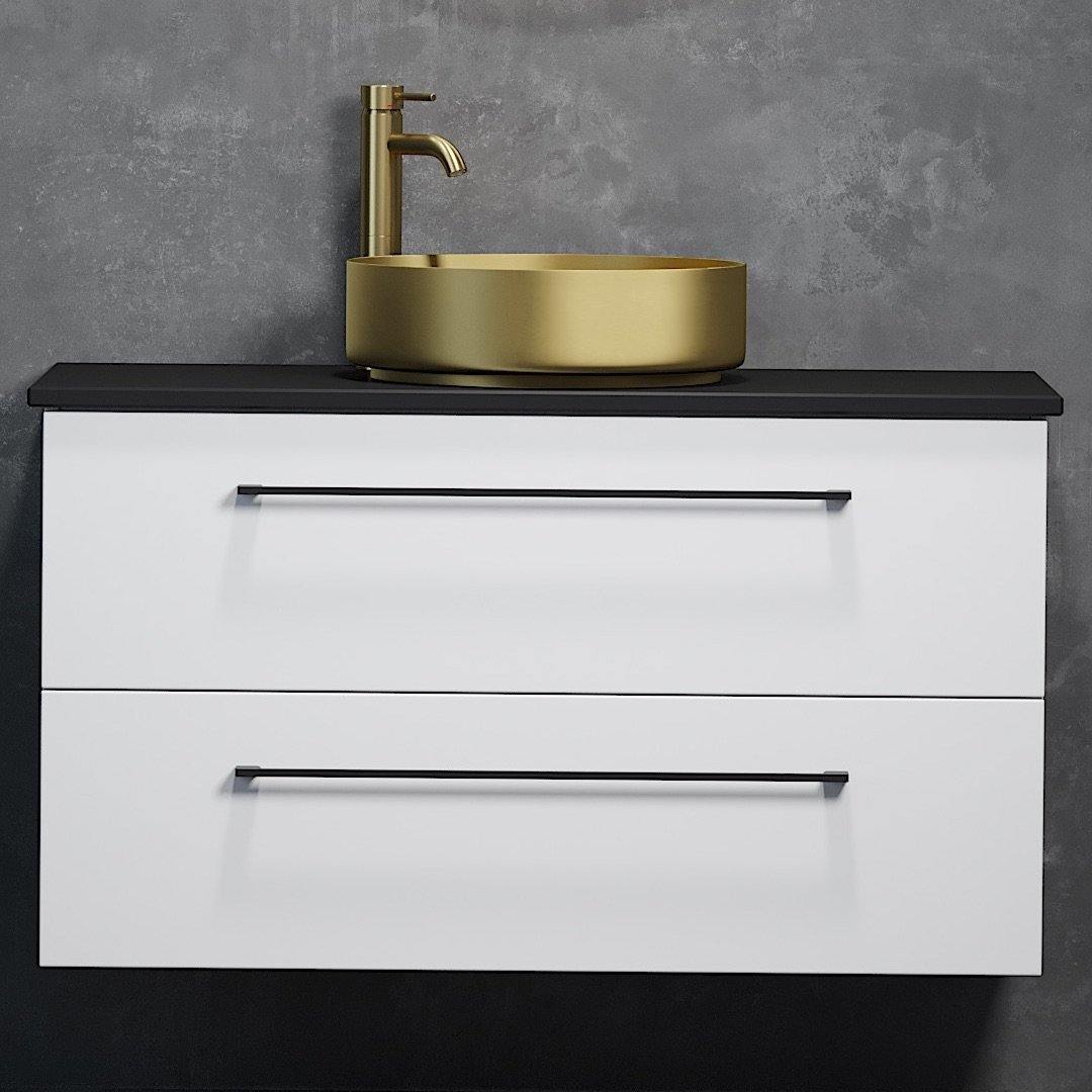 Badrumsmöbel Fjäll Exclusive Vienna 100 cm Magic Black. White & Gold Badrumsmöbel-Badrumsmöbler-HomeTomato Sweden
