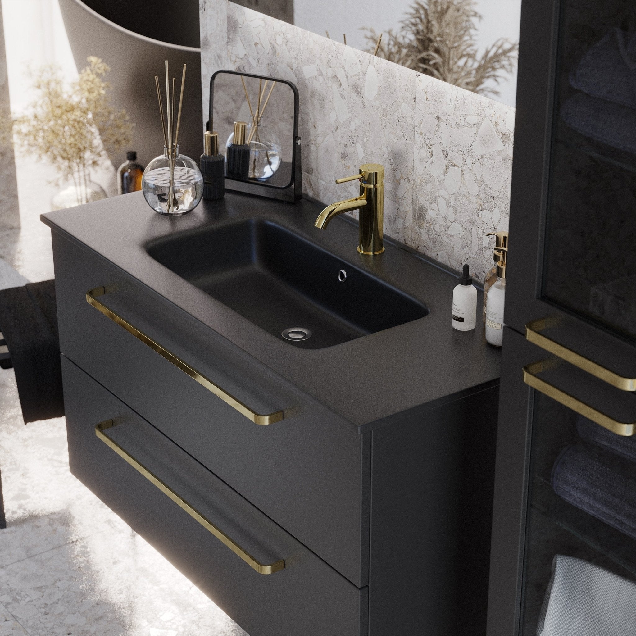 Högskåp Fjäll Exclusive Vienna Magic Black & Gold-Högskåp-HomeTomato Sweden