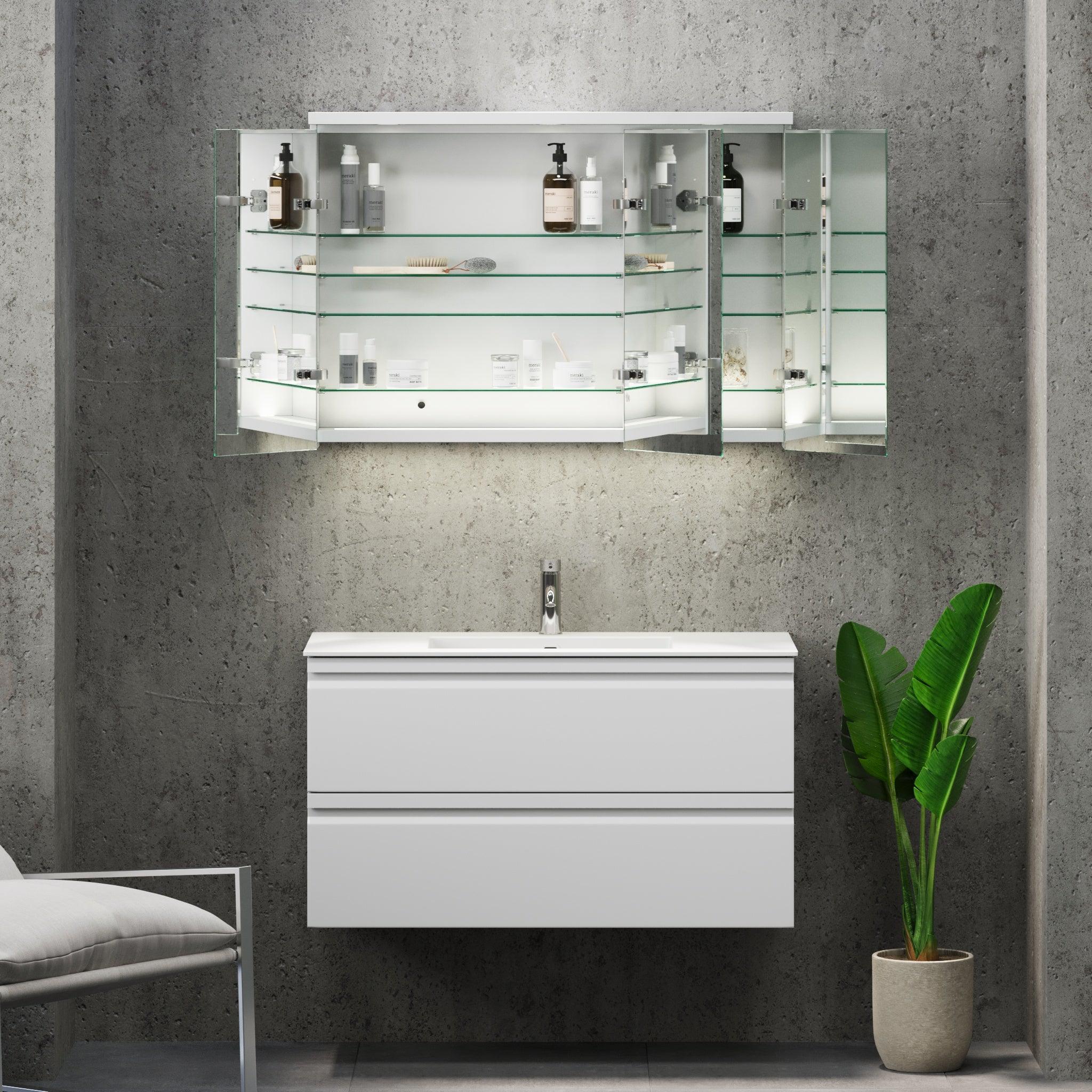 Fredrikstad, Mirror Cabinet, White Mat - 80 cm - MASTERSTORE - 8594175641578 - Mirror Cabinet - 02 - 080 - 01 - 01 - 00 - 8594175641578