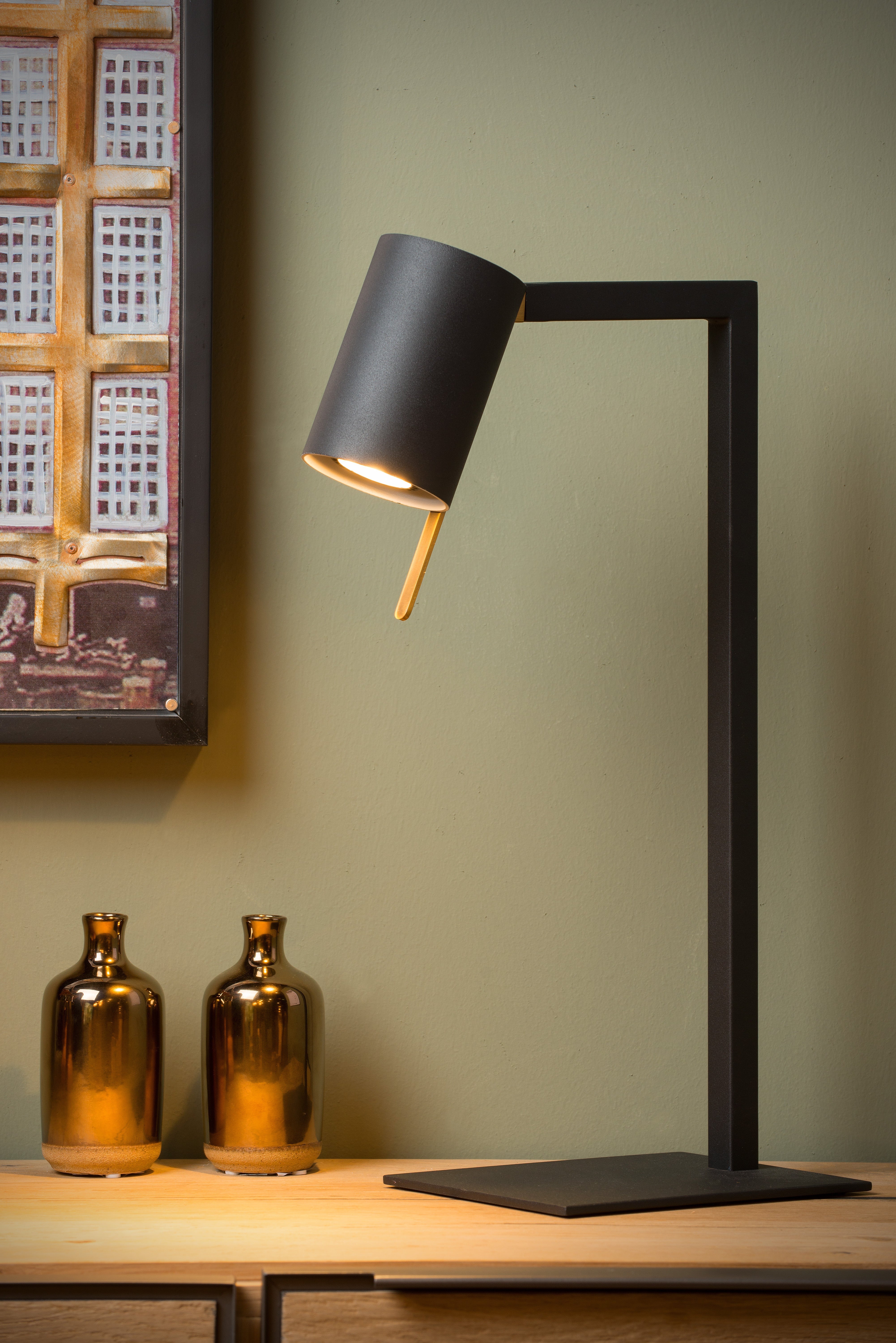 Lesley, Skrivbordslampa, Svart - 16 cm