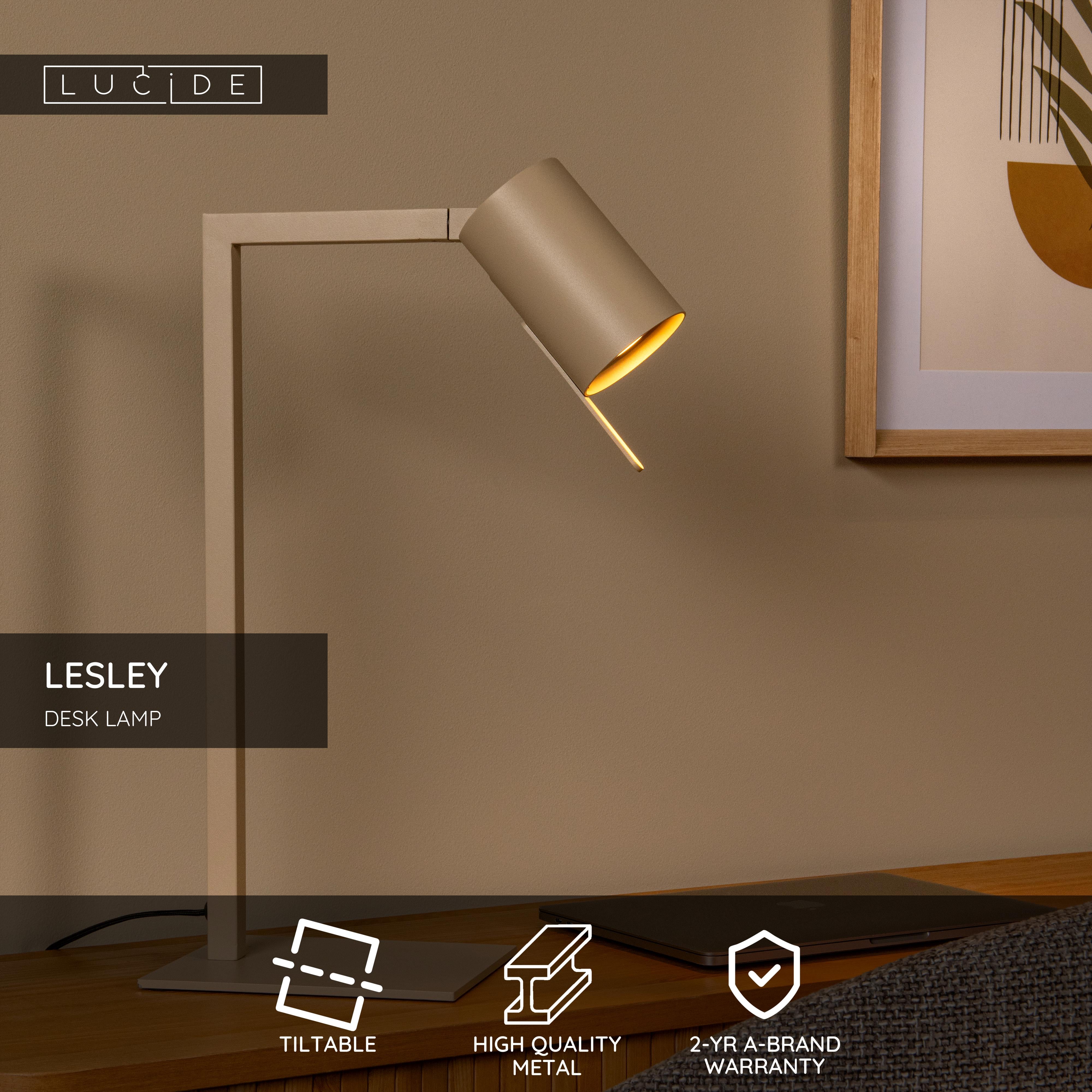 Lesley, Skrivbordslampa, Taupe - 16 cm