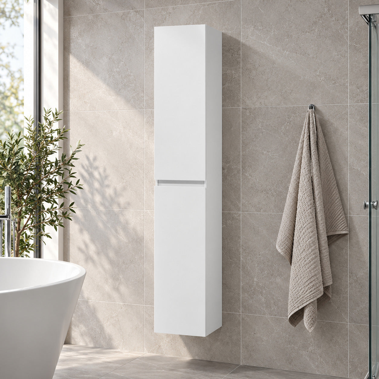 Högskåp - 30x31x174 cm - 2 Skåpsdörr - matt vit - Kenwood