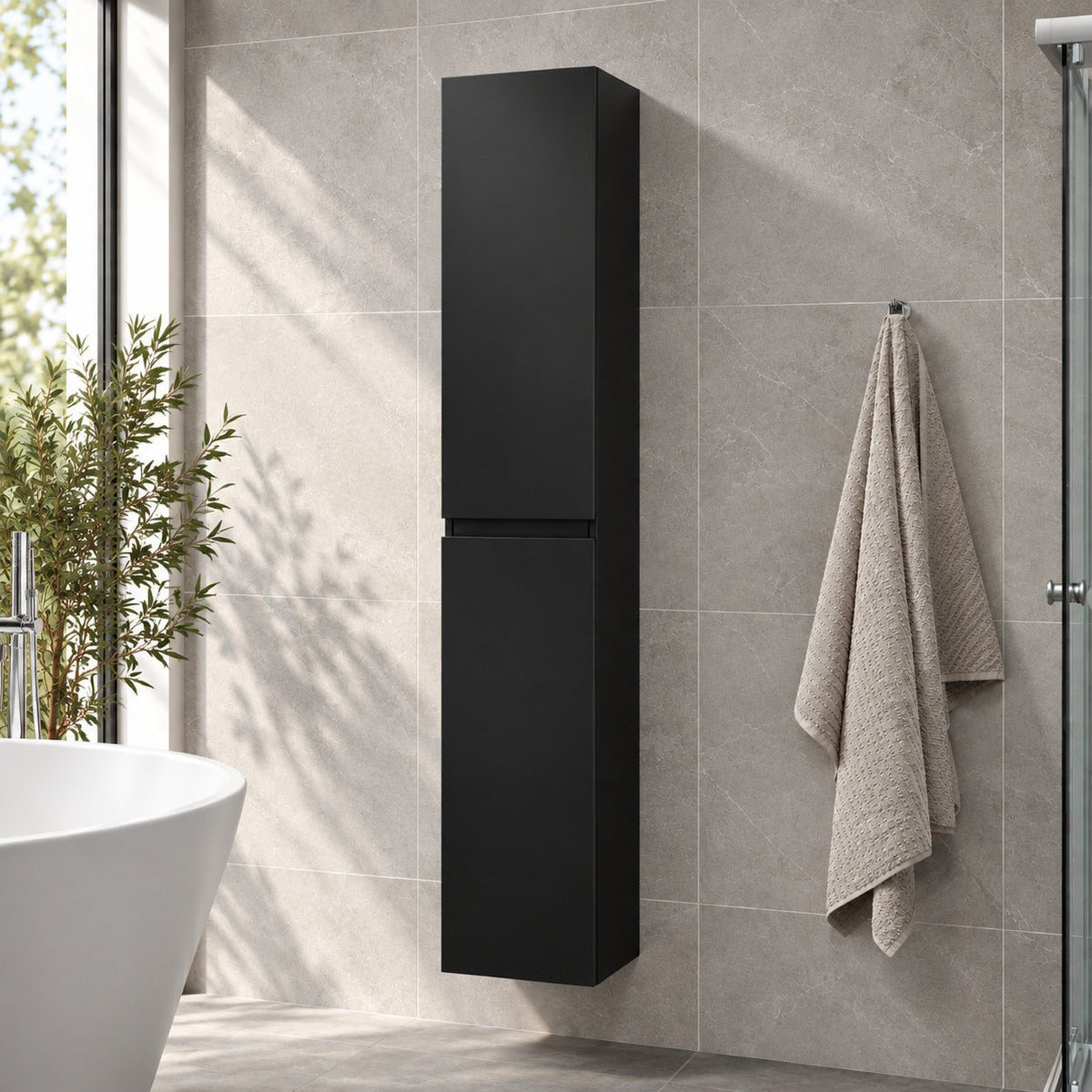 Tall cabinet - 30x31x174 cm - 2 doors - matt black - Kenwood - MASTERSTORE - 8595677177930 - Tall Cabinets - 04-030-63-02-01 - 8595677177930