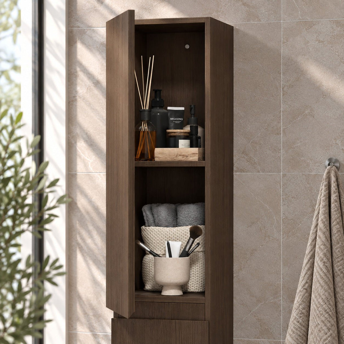 Tall cabinet - 30x31x174 cm - 2 doors - walnut - Kenwood - MASTERSTORE - 8595677180732 - Tall Cabinets - 04-030-64-84-01 - 8595677180732