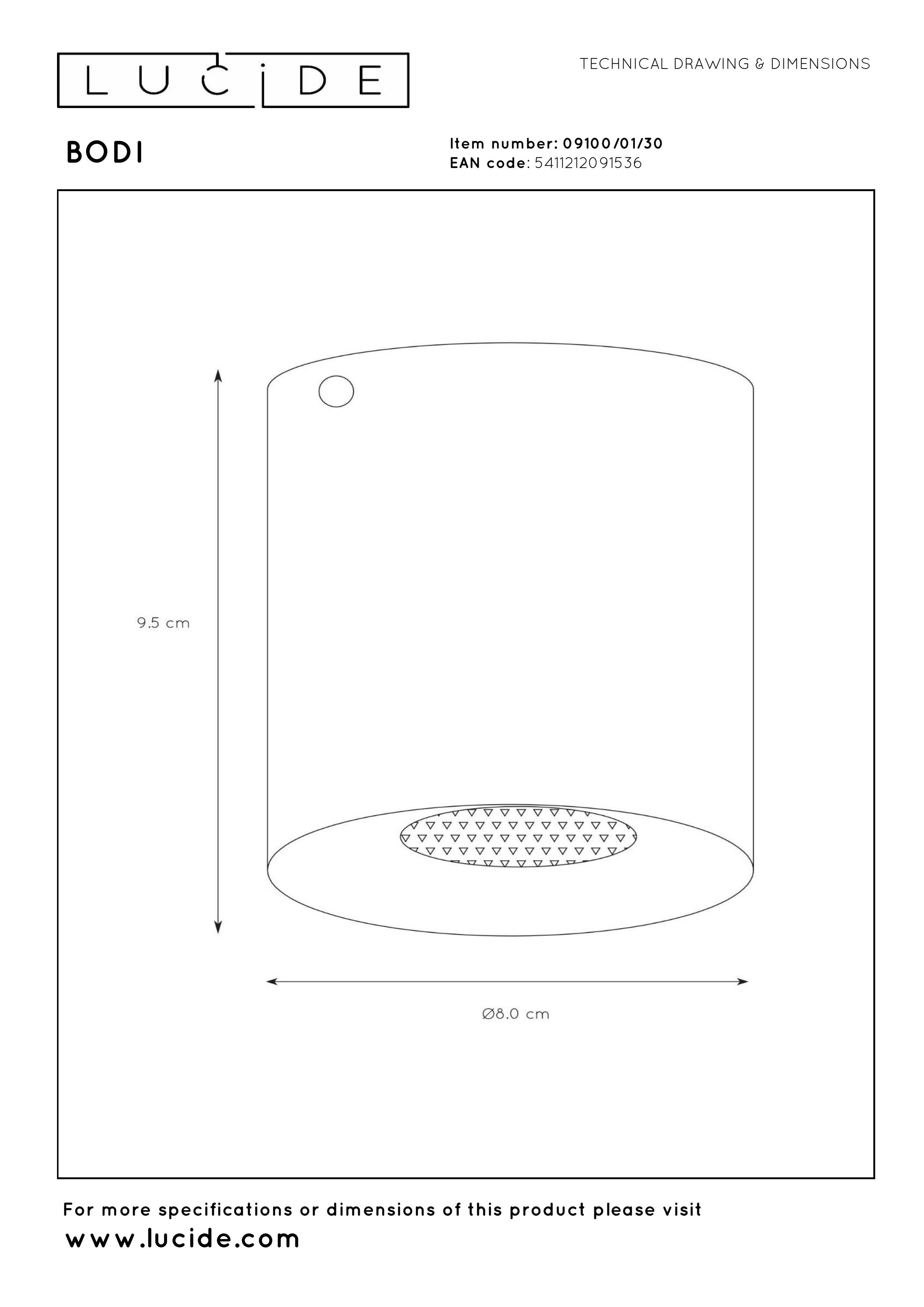 Bodi, taklampa, svart – 8 cm