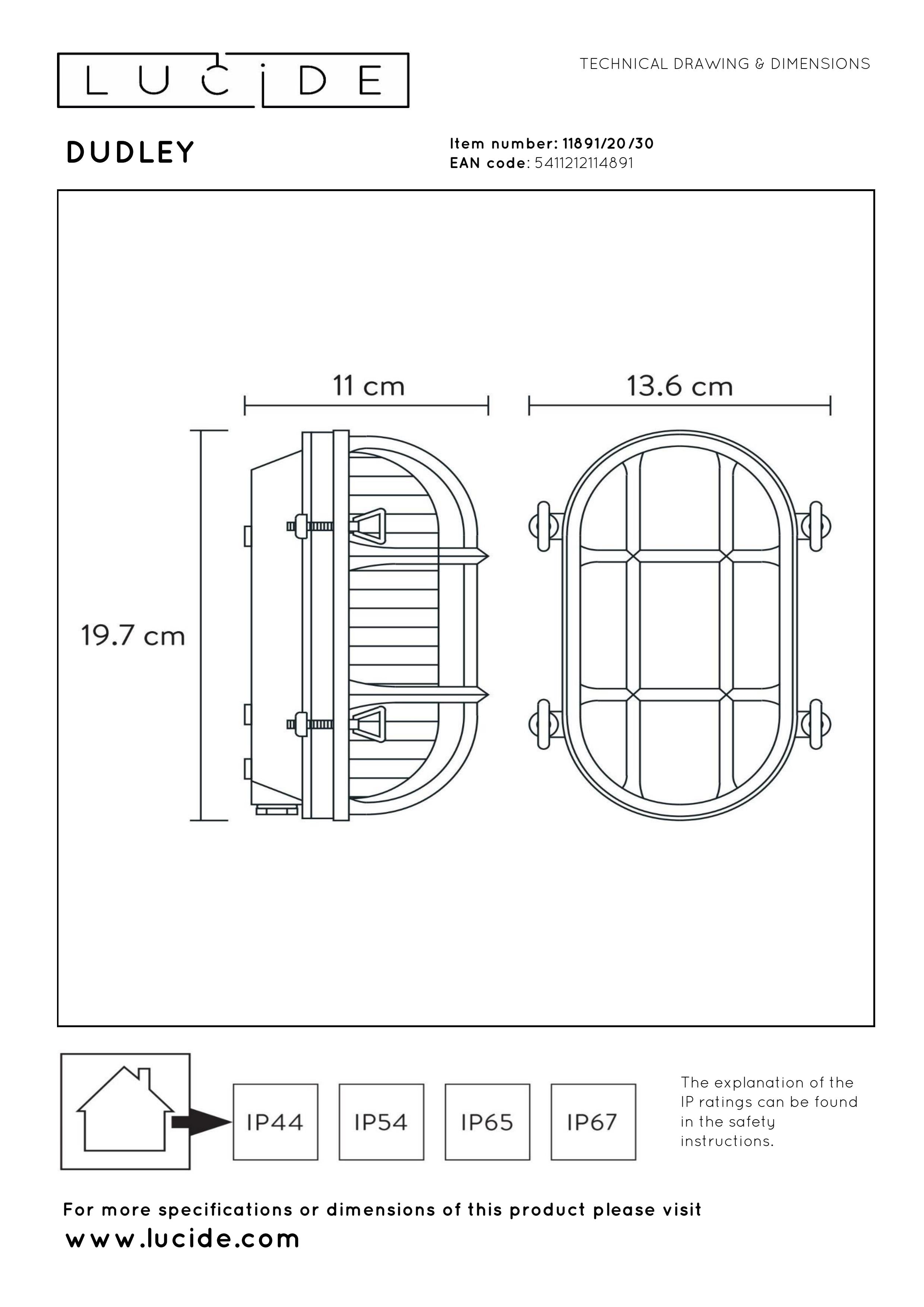 Dudley, utomhusväggbelysning, svart - 11 cm