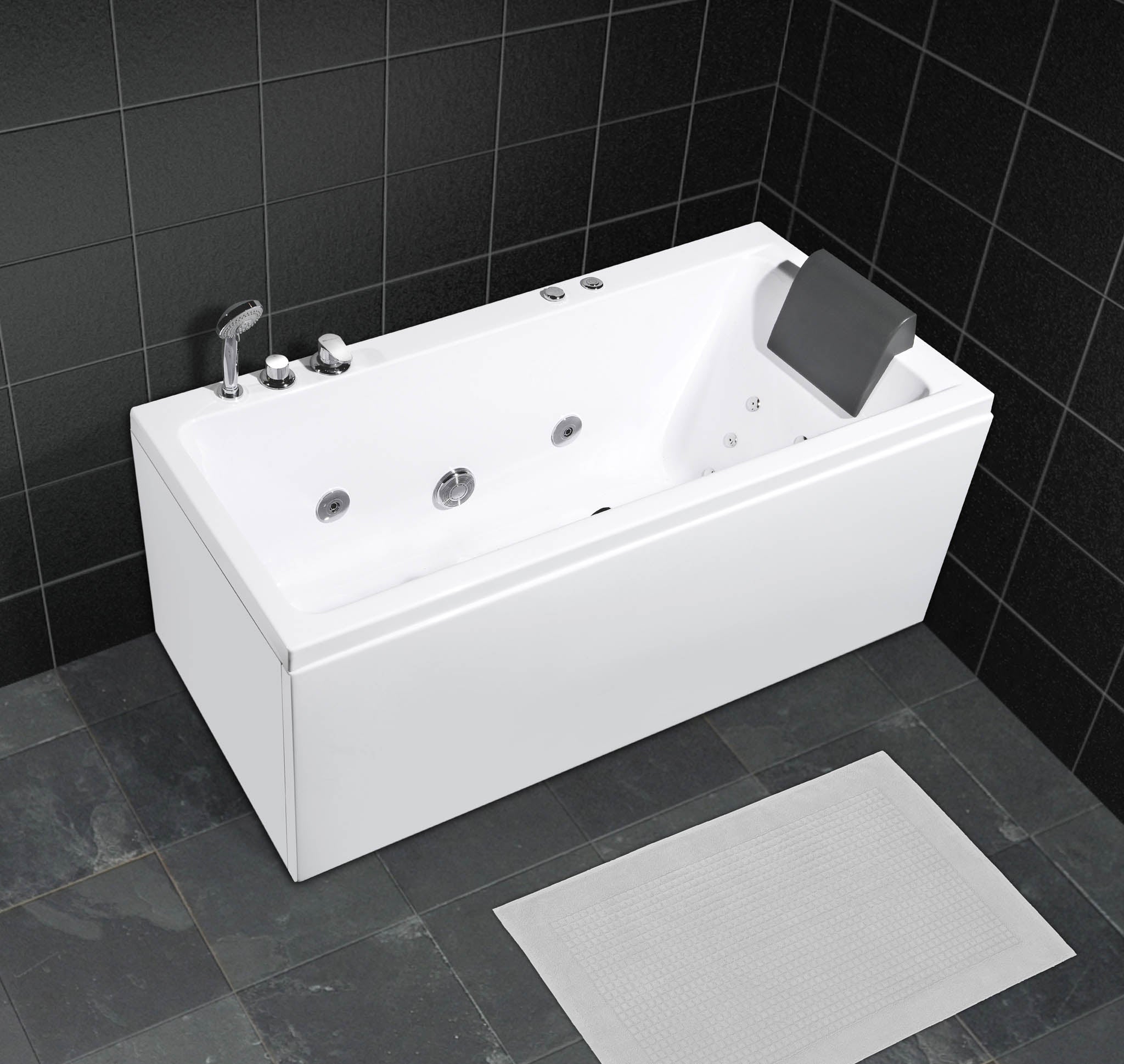 Wilson fyrkant bubbelbadkar, 160 cm, Högblank Vit