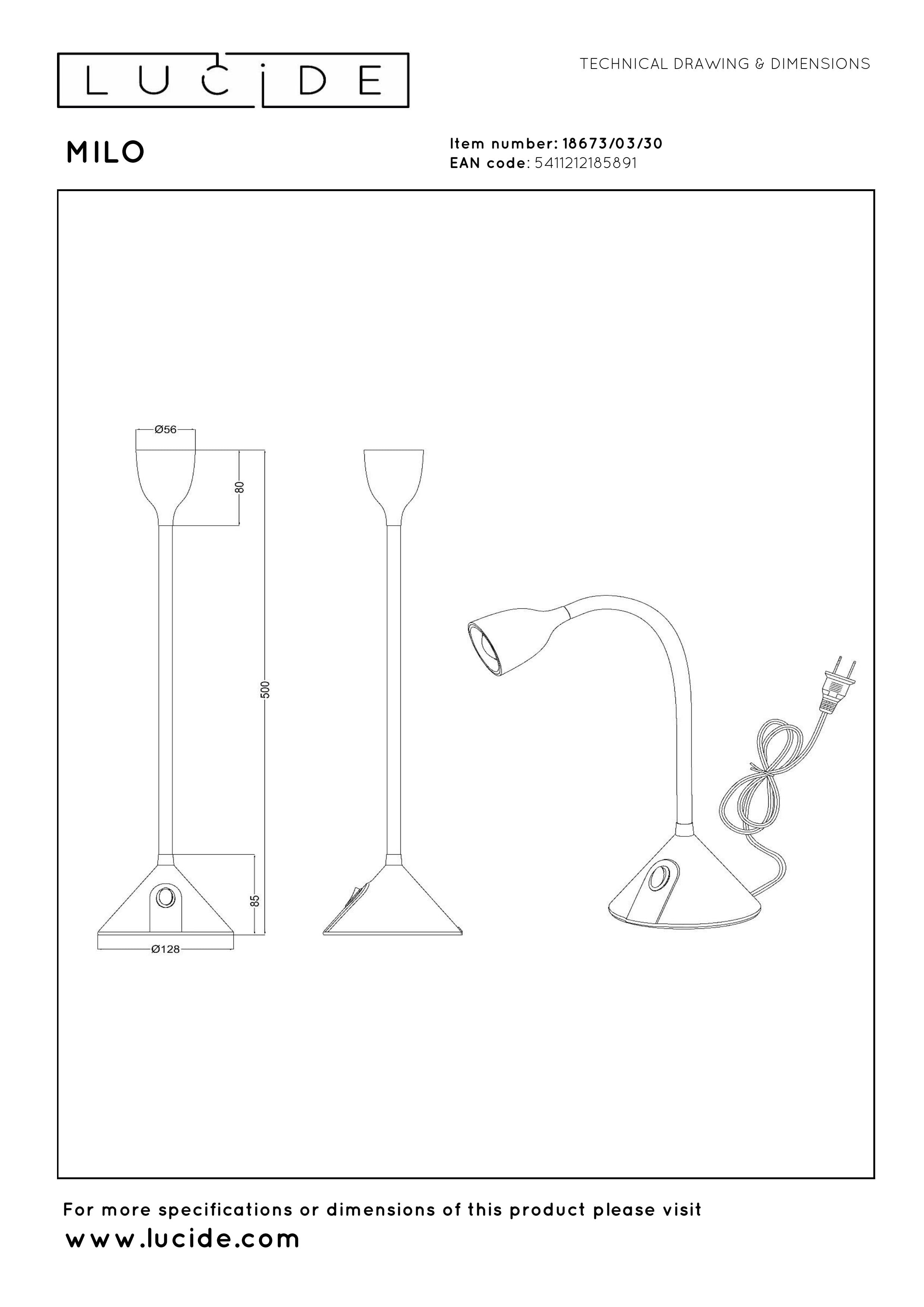 Milo, Skrivbordslampa, Svart - 12,8 cm