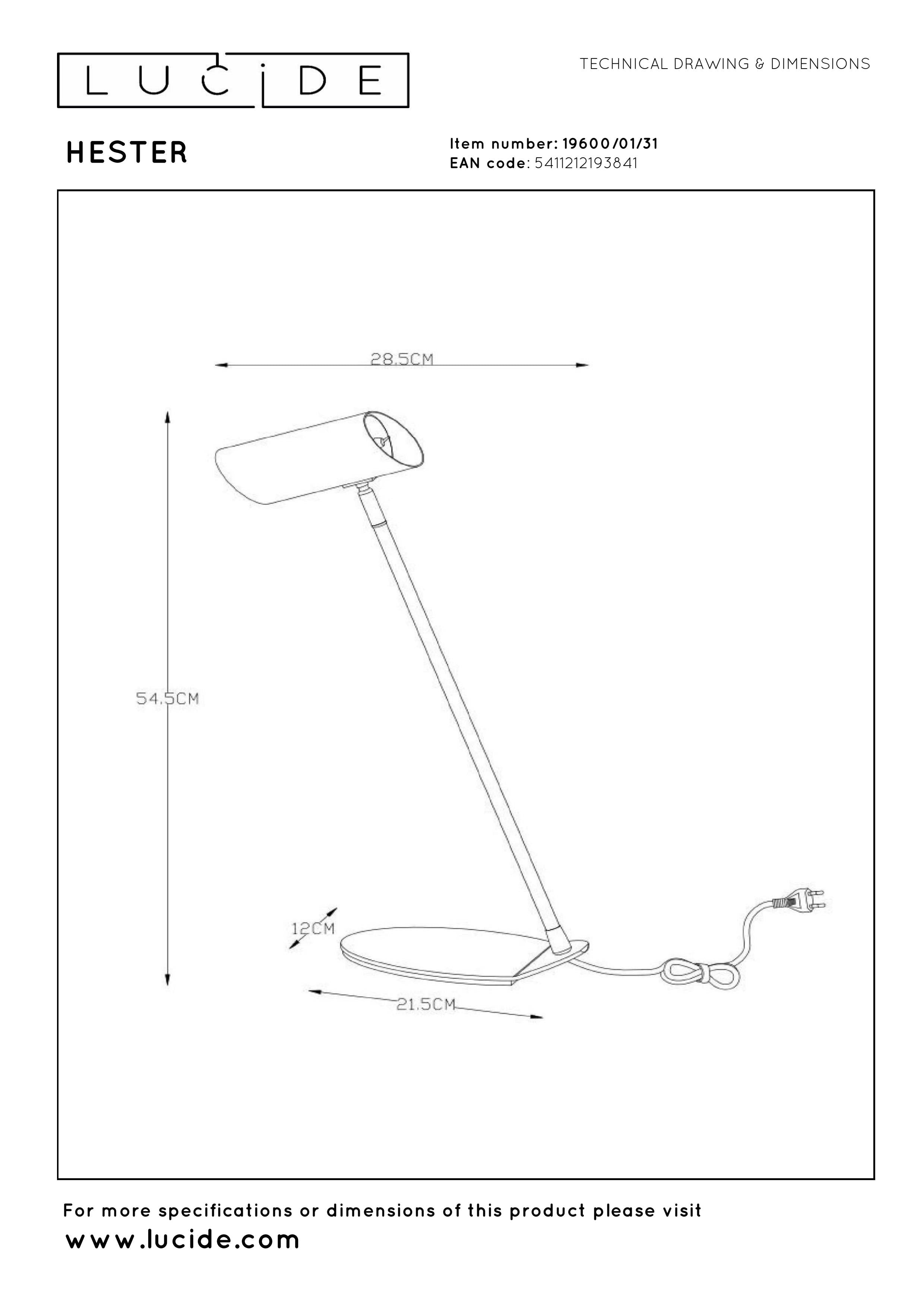 Hester, skrivbordslampa, vit - 21,5 cm