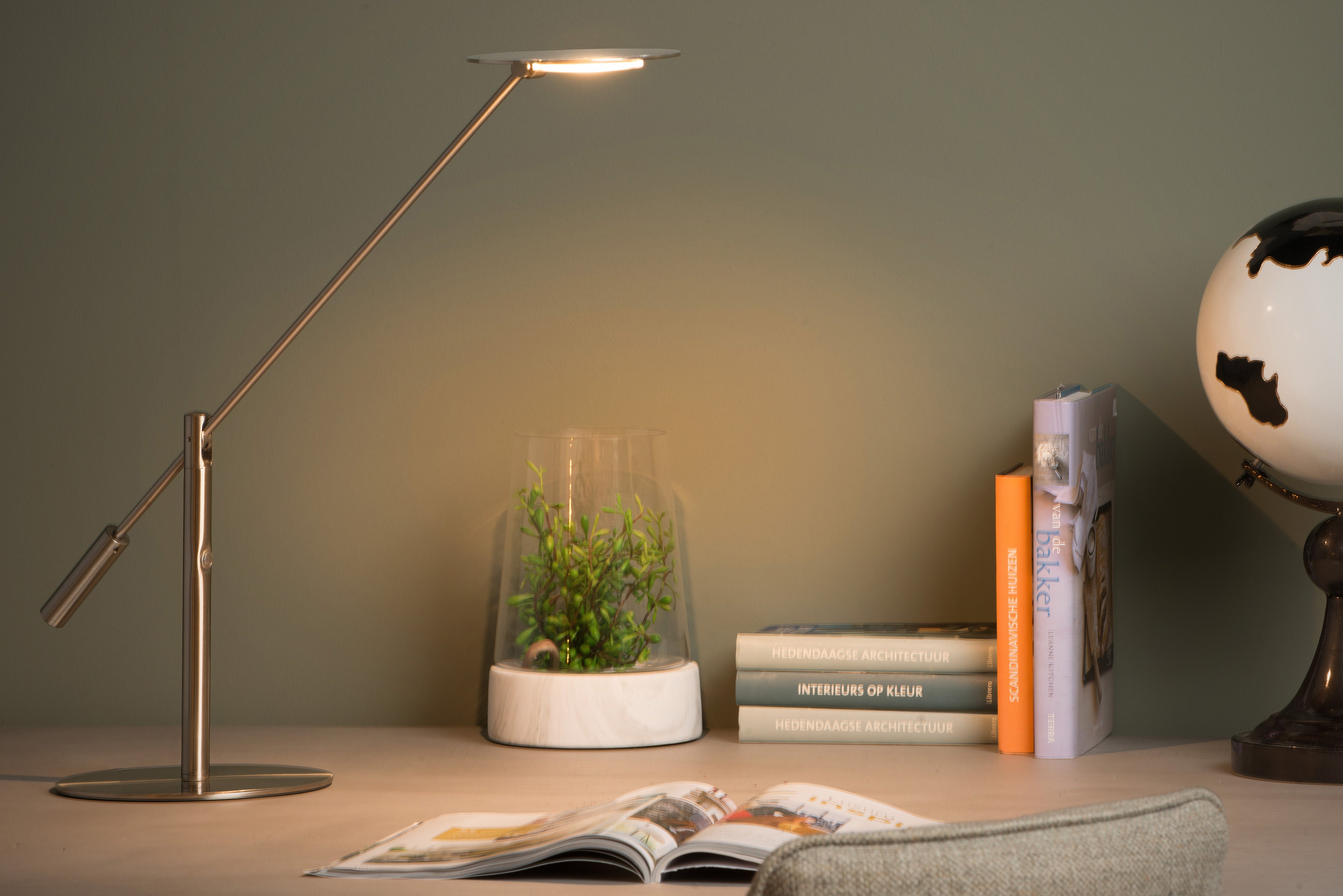 Anselmo, Skrivbordslampa, Satin Krom - 18 cm