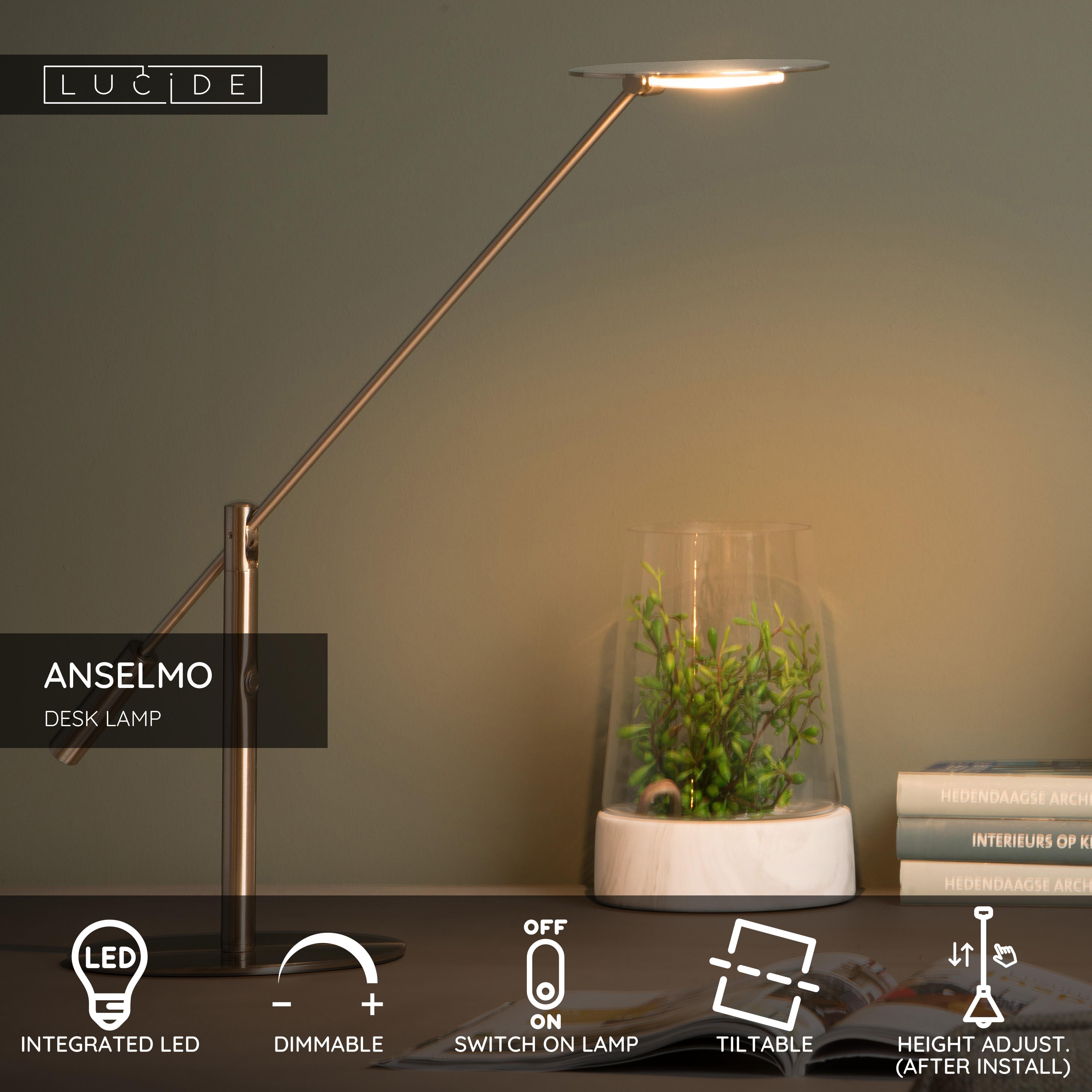 Anselmo, Skrivbordslampa, Satin Krom - 18 cm
