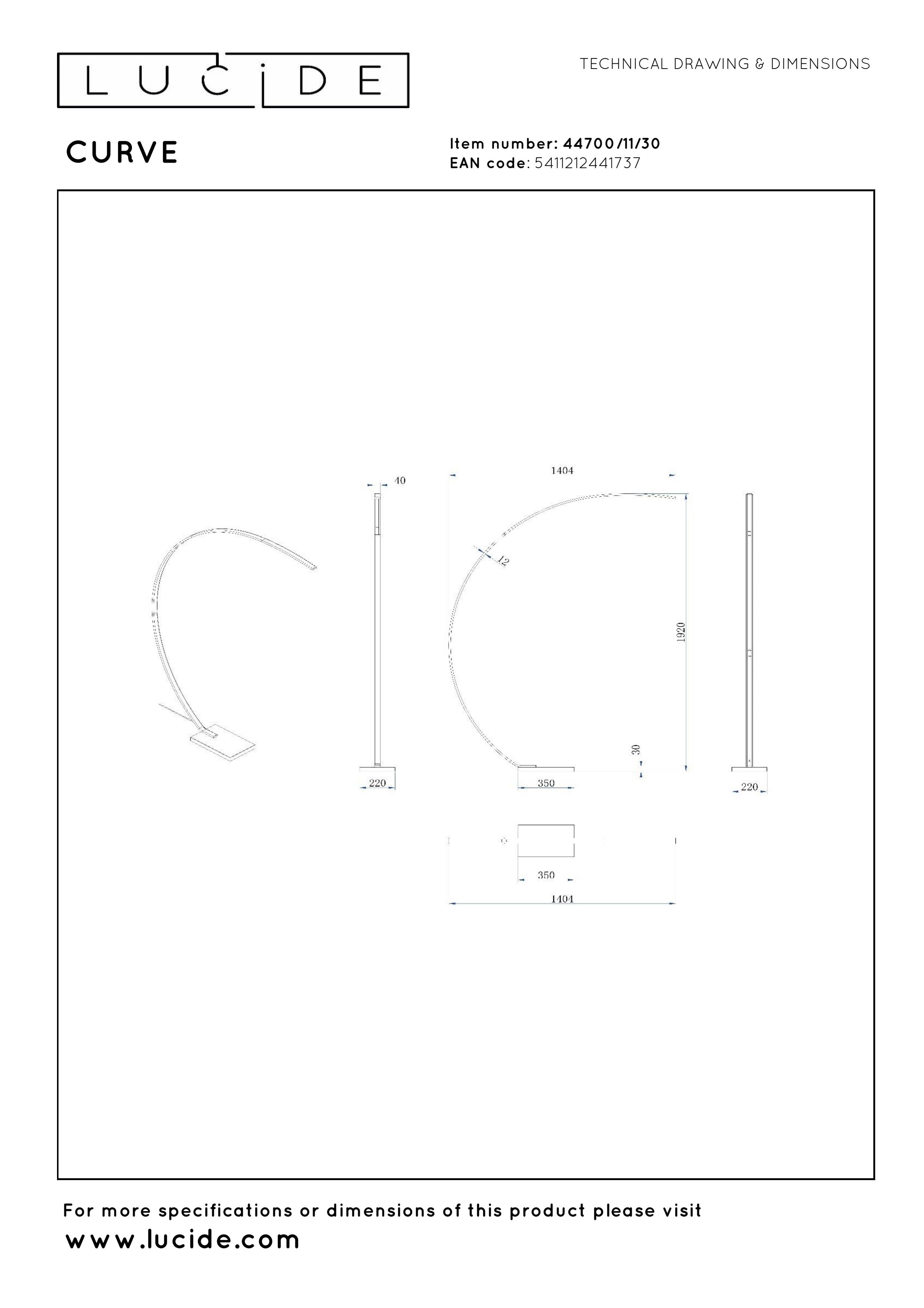 Curve, Golvlampa, Svart - 22 cm