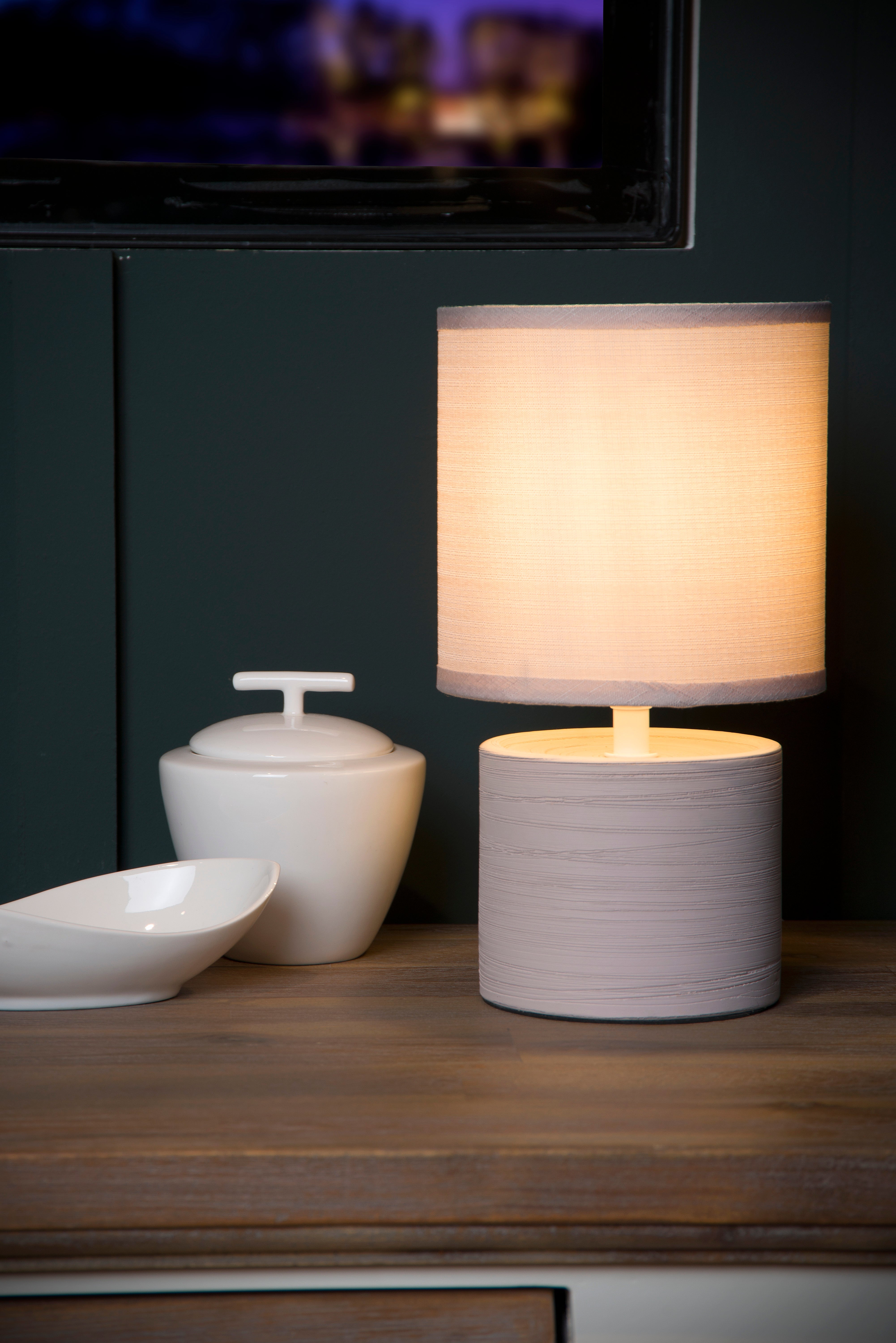 Greasby, Bordslampa, Krämfärgad - 14 cm