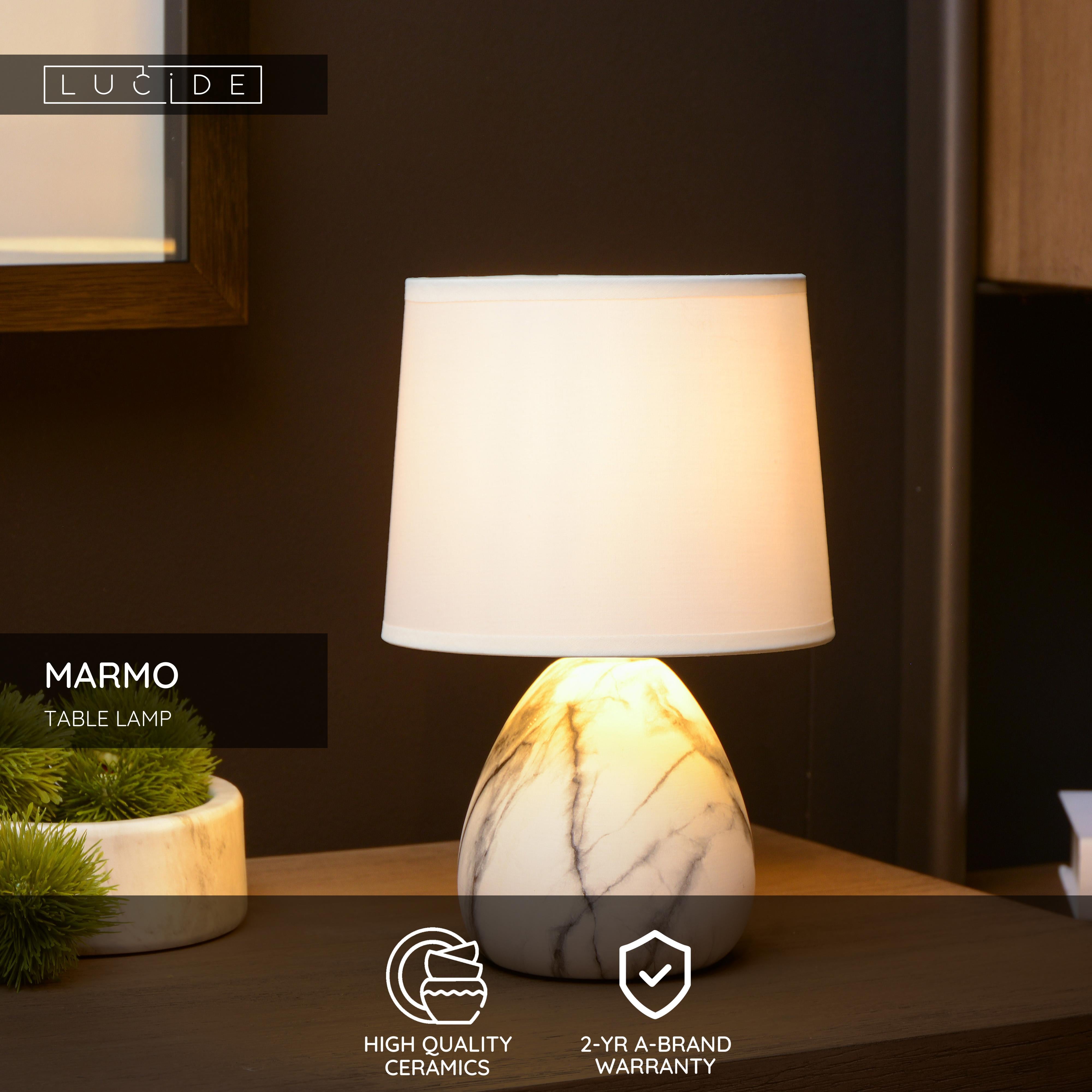 Marmo, bordslampa, vit - 16 cm