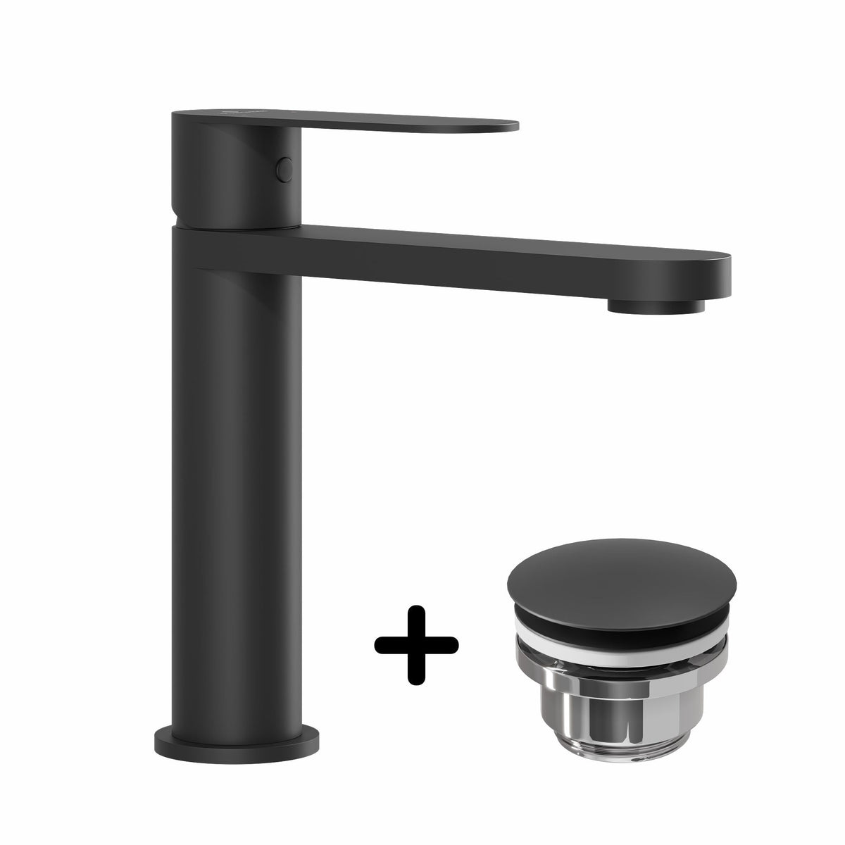 Basin Mixer & Rødby Waste Set – 17.8 cm – Mat Black – Tårnby - MASTERSTORE - 8595677159639 - Washbasin Mixers - 48-017-02-02-02 - 8595677159639