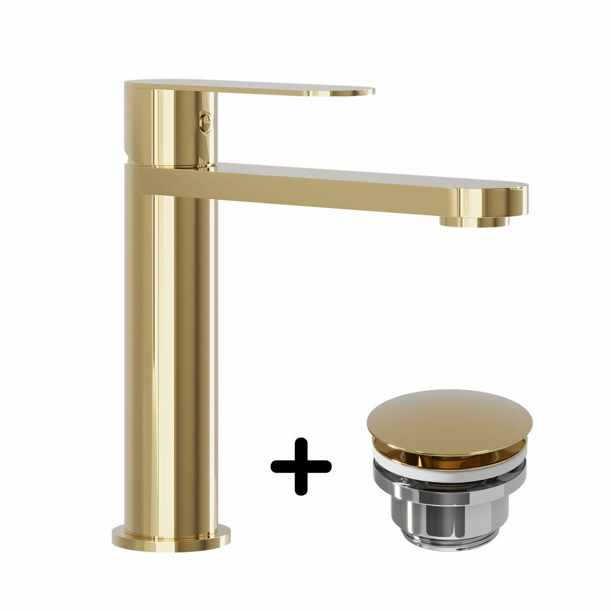Basin Mixer & Rødby Waste Set – 17.8 cm – Polished Brass – Tårnby - MASTERSTORE - 8595677159646 - Washbasin Mixers - 48-017-02-64-02 - 8595677159646