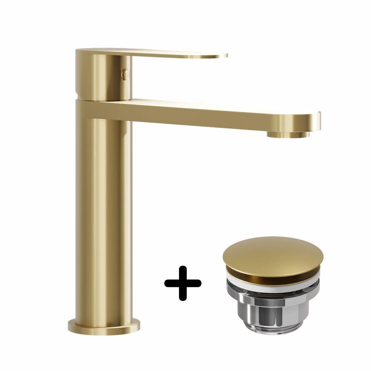 Basin Mixer & Rødby Waste Set – 17.8 cm – Brushed Brass – Tårnby - MASTERSTORE - 8595677159653 - Washbasin Mixers - 48-017-02-70-02 - 8595677159653
