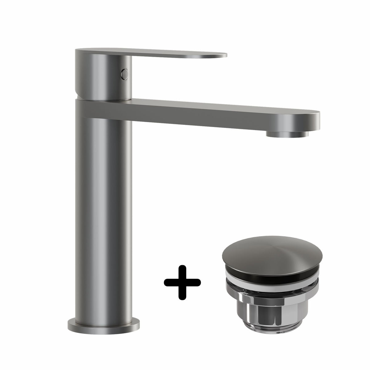 Basin Mixer & Rødby Waste Set – 17.8 cm – Gunmetal Grey – Tårnby - MASTERSTORE - 8595677159677 - Washbasin Mixers - 48-017-02-73-02 - 8595677159677