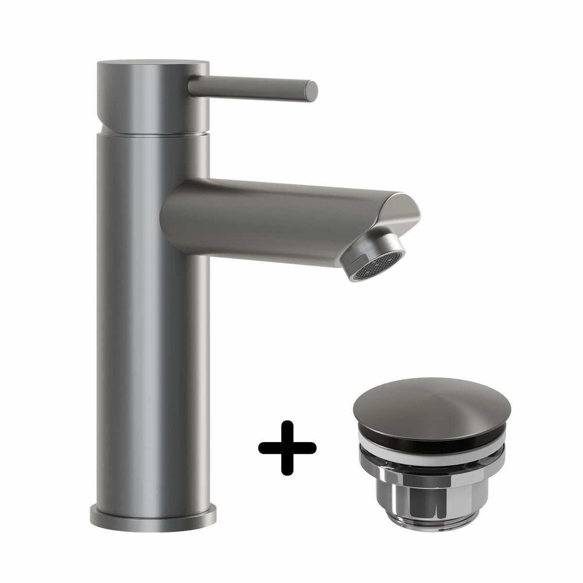 Basin Mixer & Rødby Waste Set – 14.5 cm – Gunmetal Grey – Ringsted - MASTERSTORE - 8595677159738 - Washbasin Mixers - 48-017-03-73-02 - 8595677159738