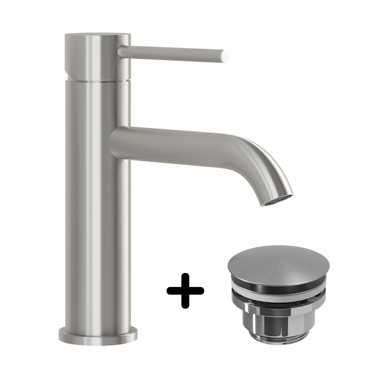 Basin Mixer & Rødby Waste Set – 16.8 cm – Brushed Stainless Steel – Søvang - MASTERSTORE - 8595677159783 - Washbasin Mixers - 48-018-01-71-02 - 8595677159783