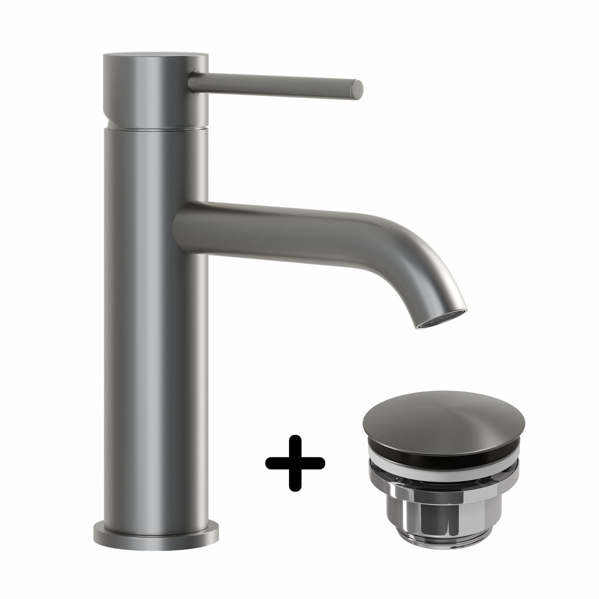 Basin Mixer & Rødby Waste Set – 16.8 cm – Gunmetal Grey – Søvang - MASTERSTORE - 8595677159790 - Washbasin Mixers - 48-018-01-73-02 - 8595677159790