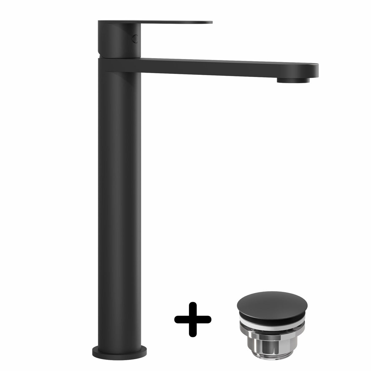 Tall Basin Mixer & Rødby Waste Set – 27.3 cm – Mat Black – Tårnby - MASTERSTORE - 8595677159813 - Washbasin Mixers - 48-027-02-02-02 - 8595677159813