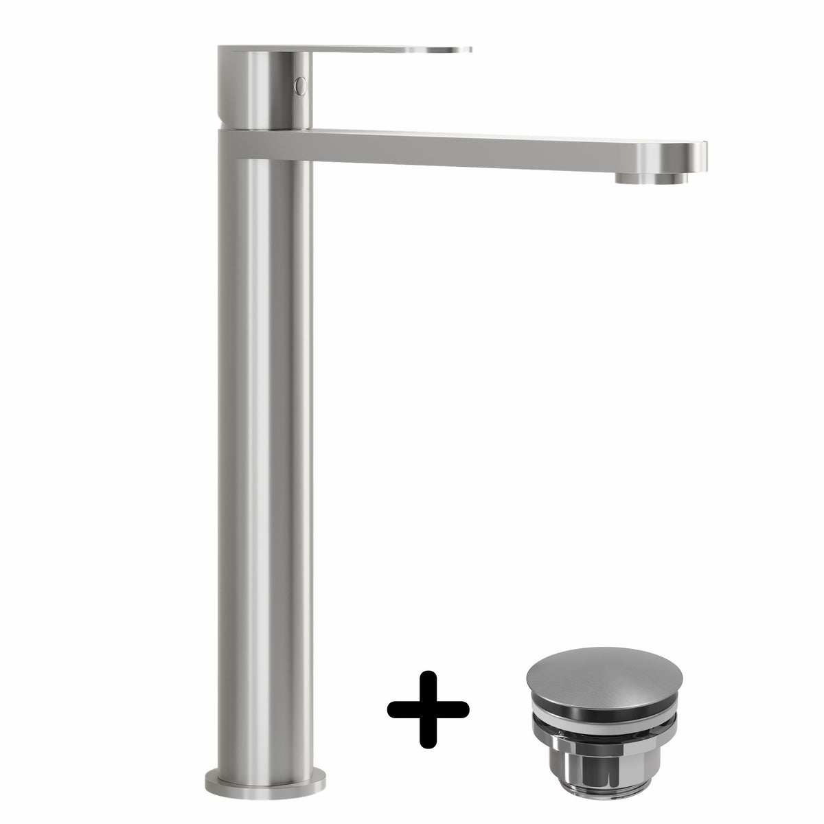 Tall Basin Mixer & Rødby Waste Set – 27.3 cm – Brushed Stainless Steel – Tårnby - MASTERSTORE - 8595677159844 - Washbasin Mixers - 48-027-02-71-02 - 8595677159844