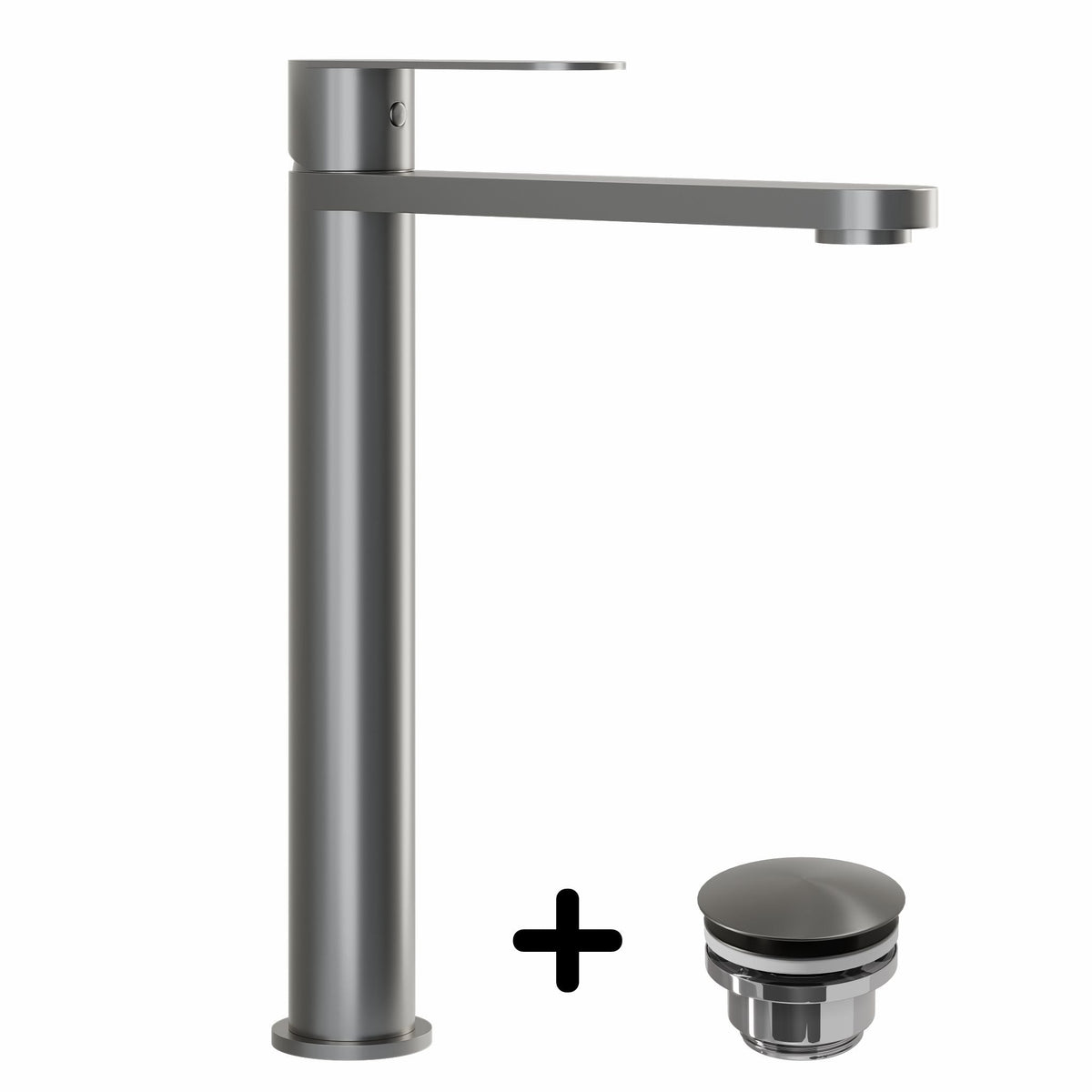 Tall Basin Mixer & Rødby Waste Set – 27.3 cm – Gunmetal Grey – Tårnby - MASTERSTORE - 8595677159851 - Washbasin Mixers - 48-027-02-73-02 - 8595677159851