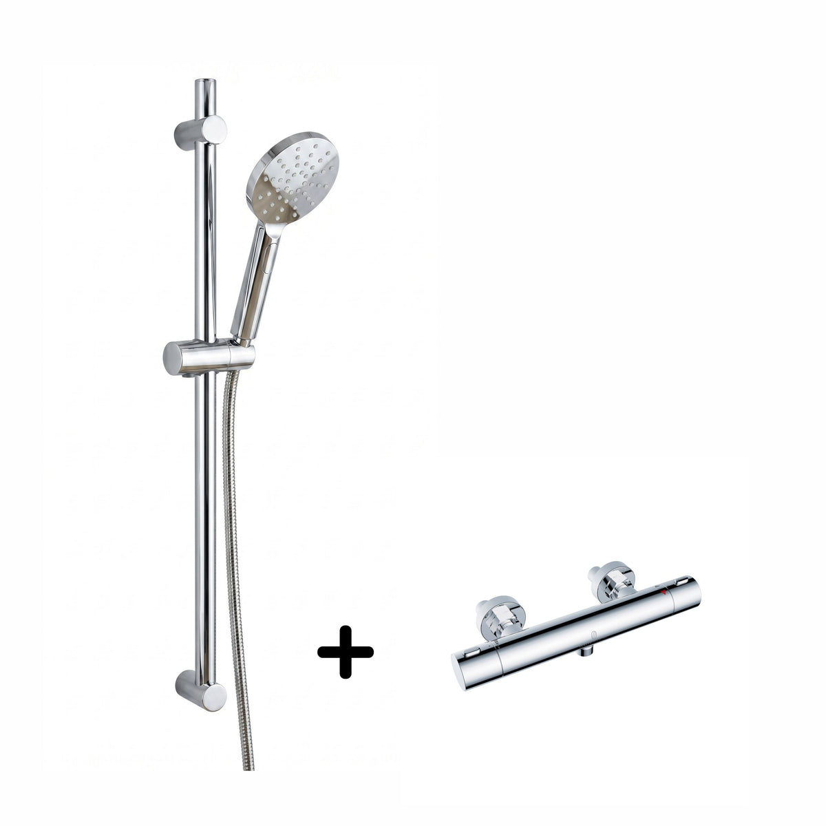 Duschset med termostatblandare och 3-funktions handdusch - 150 mm c/c - Krom - Holly/Dragør