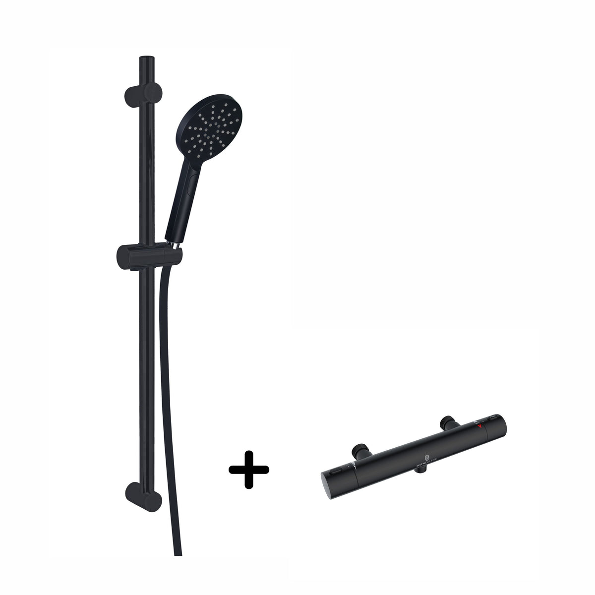 Duschset med termostatblandare och 3-funktions handdusch - 160 mm c/c - matt svart - Holly/Dragør