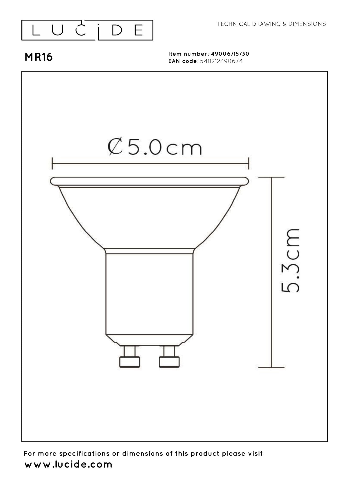 Mr16, Led bulb, Black - 5 cm - MASTERSTORE - 5411212490674 - Light Bulbs - 49006/15/30 - 5411212490674