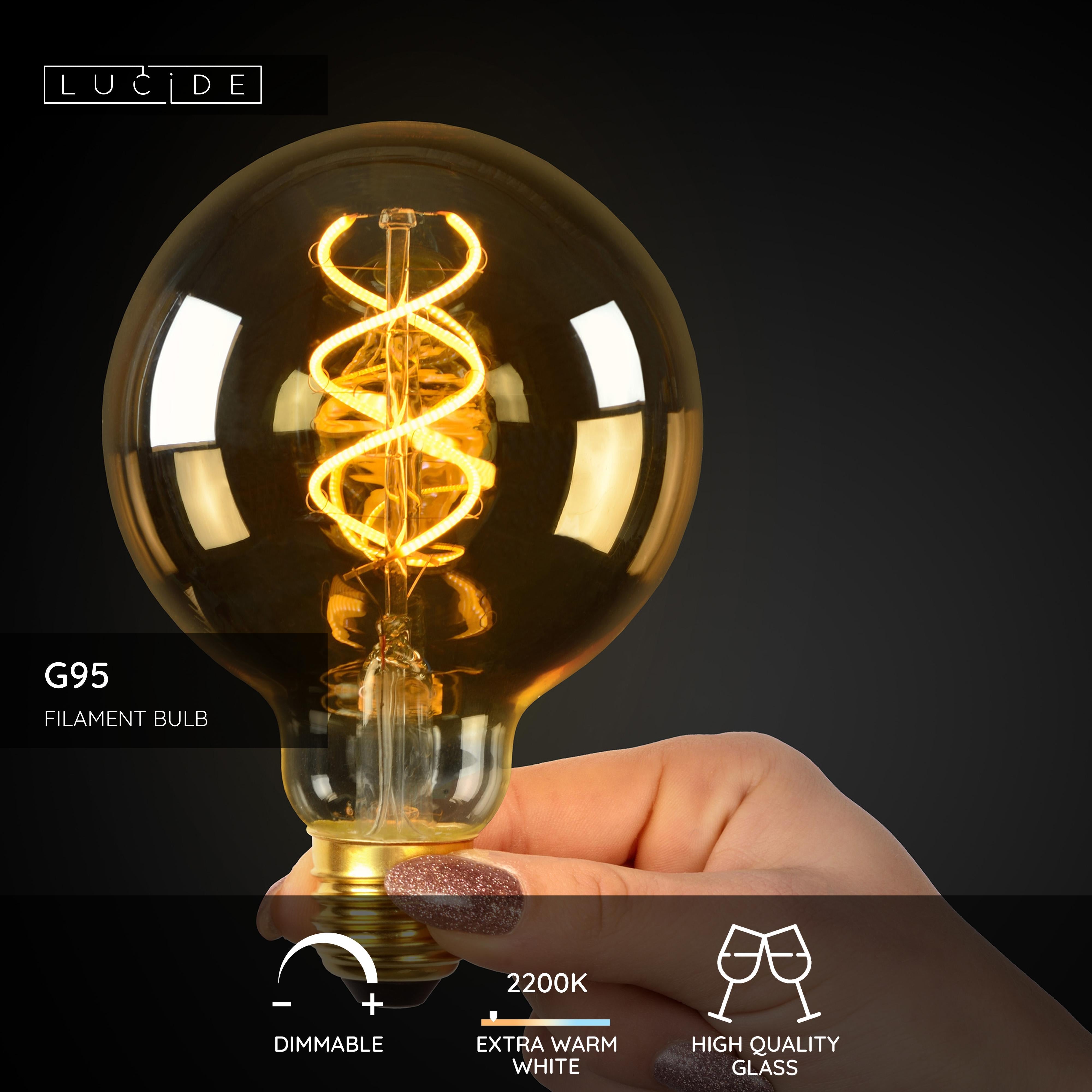 G95, Glödtrådslampa, Amber - 9,5 cm