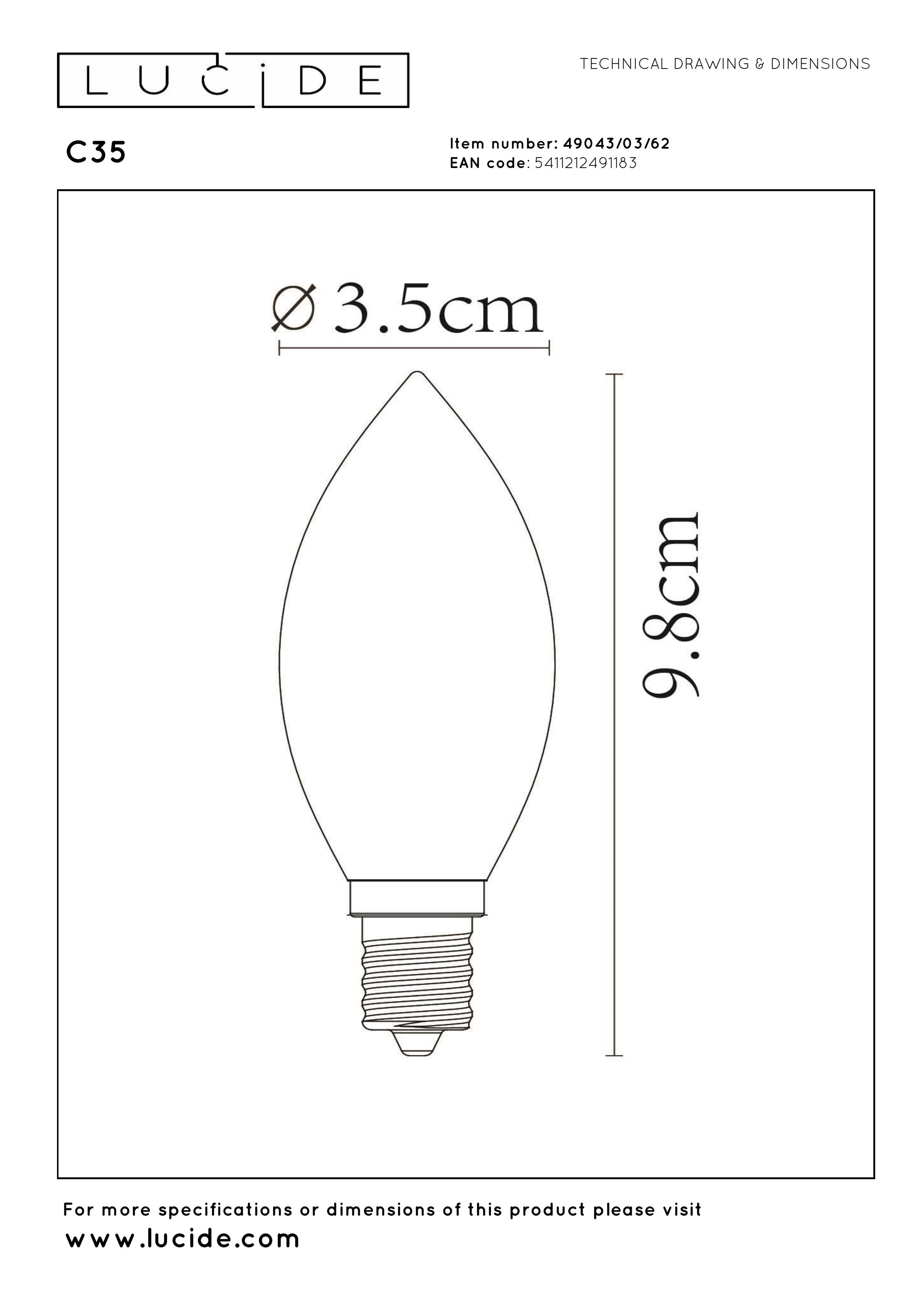 C35, filamentlampa, bärnstensfärgad – 3,5 cm