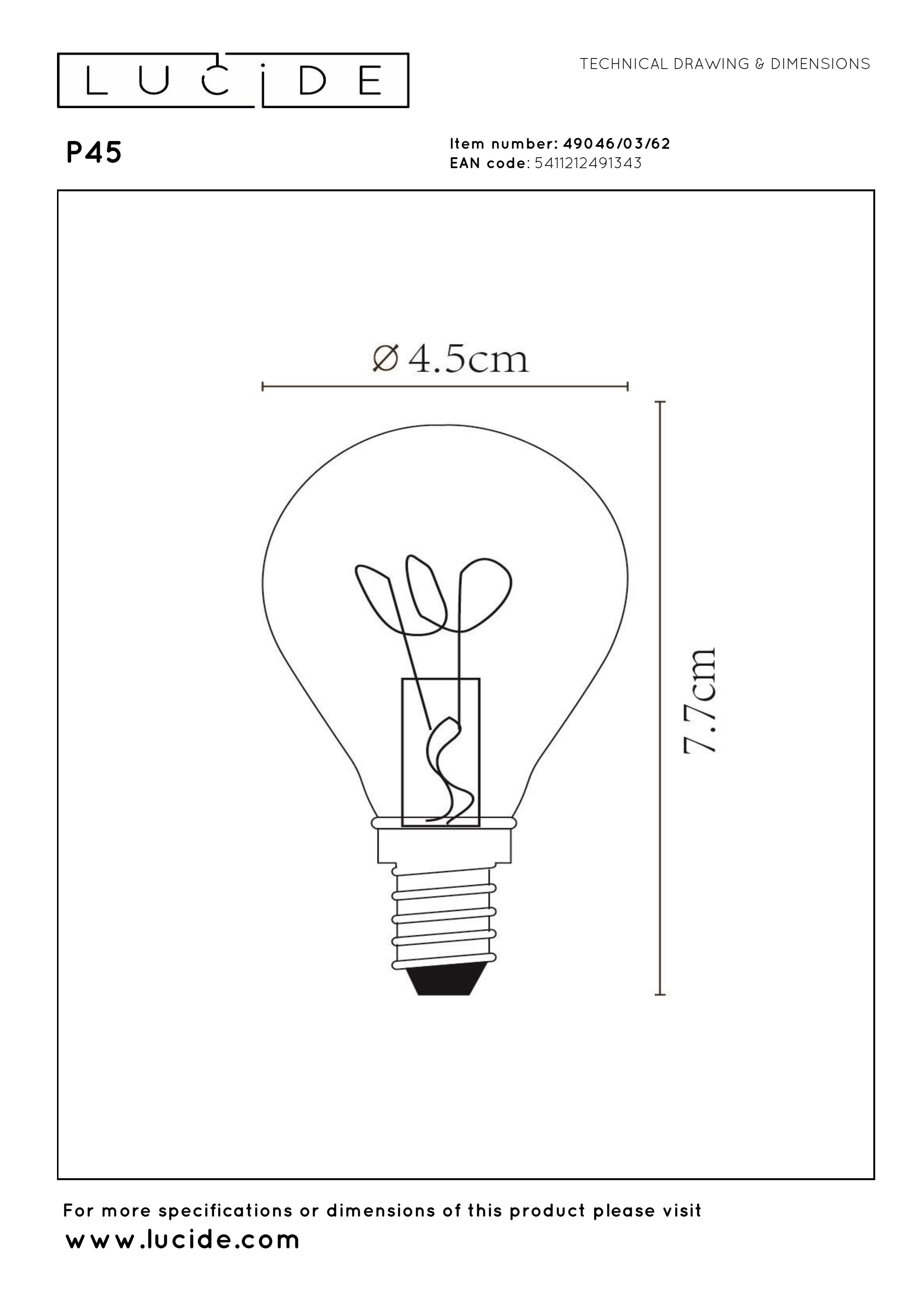 P45, filamentlampa, bärnsten - 4,5 cm