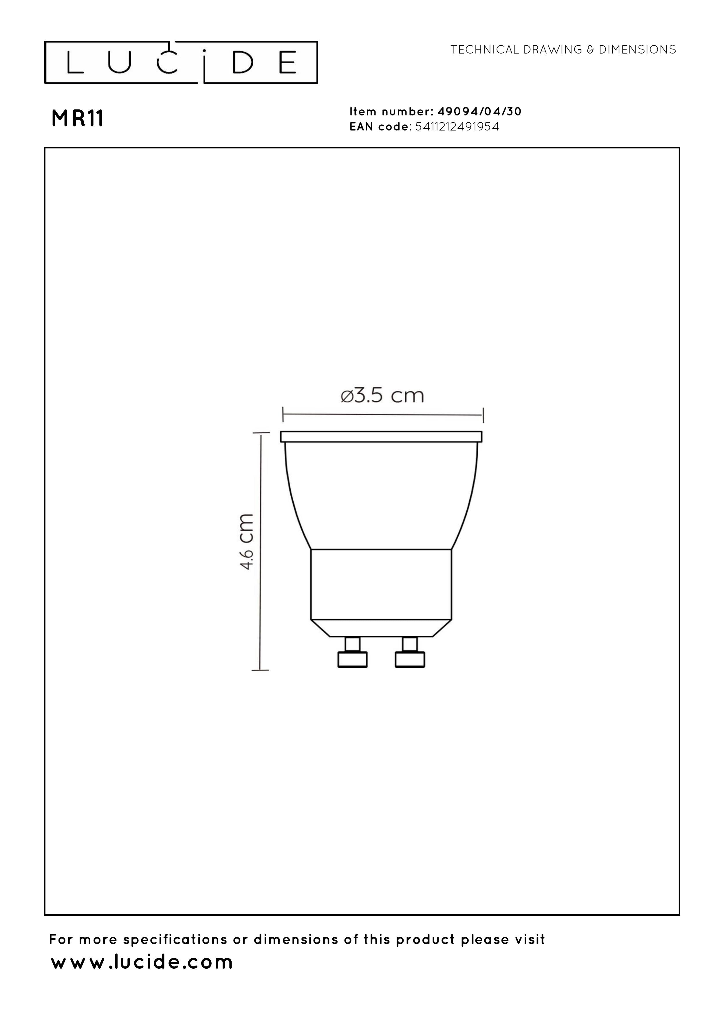 MR11, LED-lampa, svart - 3,5 cm
