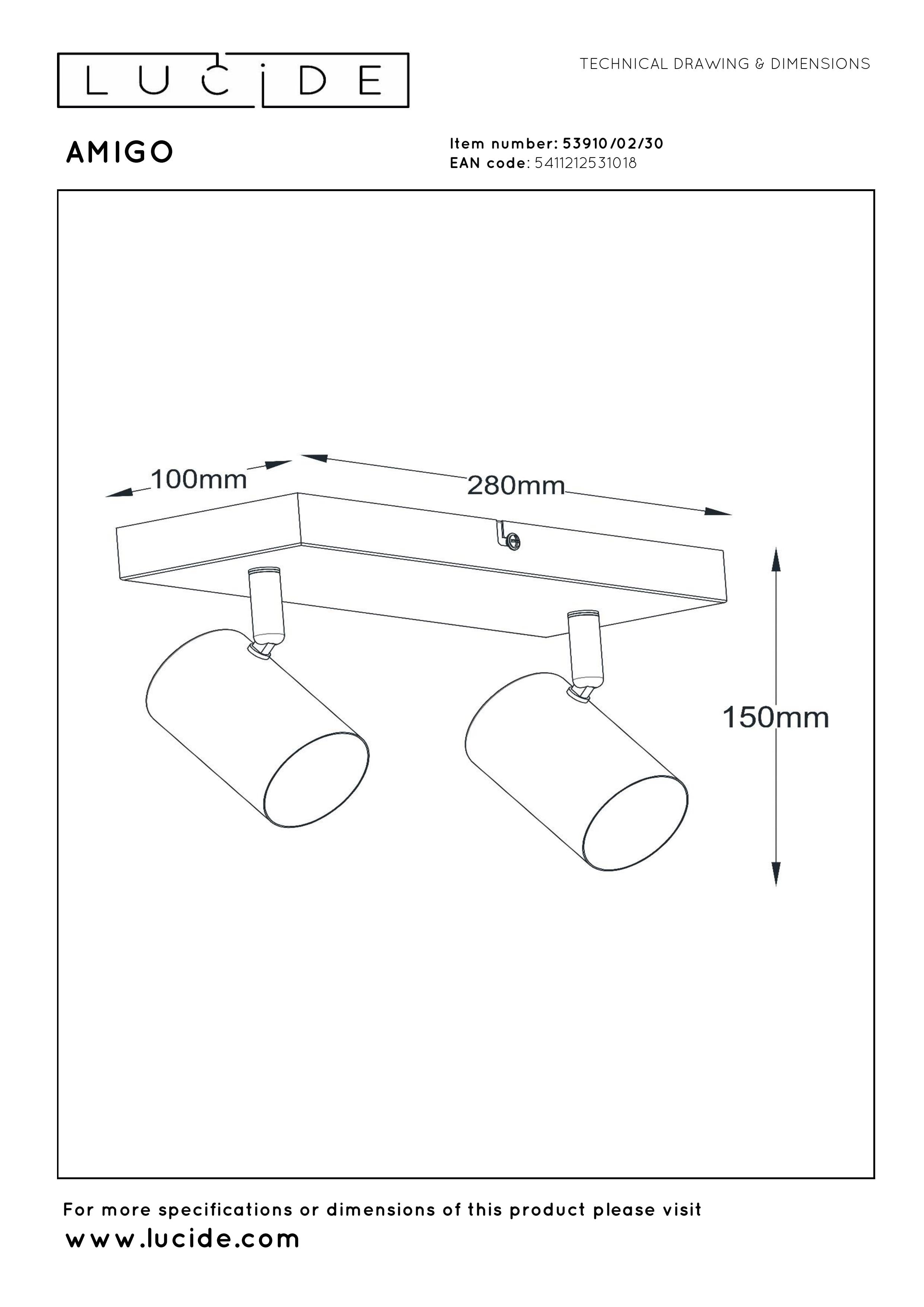 Amigo, taklampa, svart – 10 cm