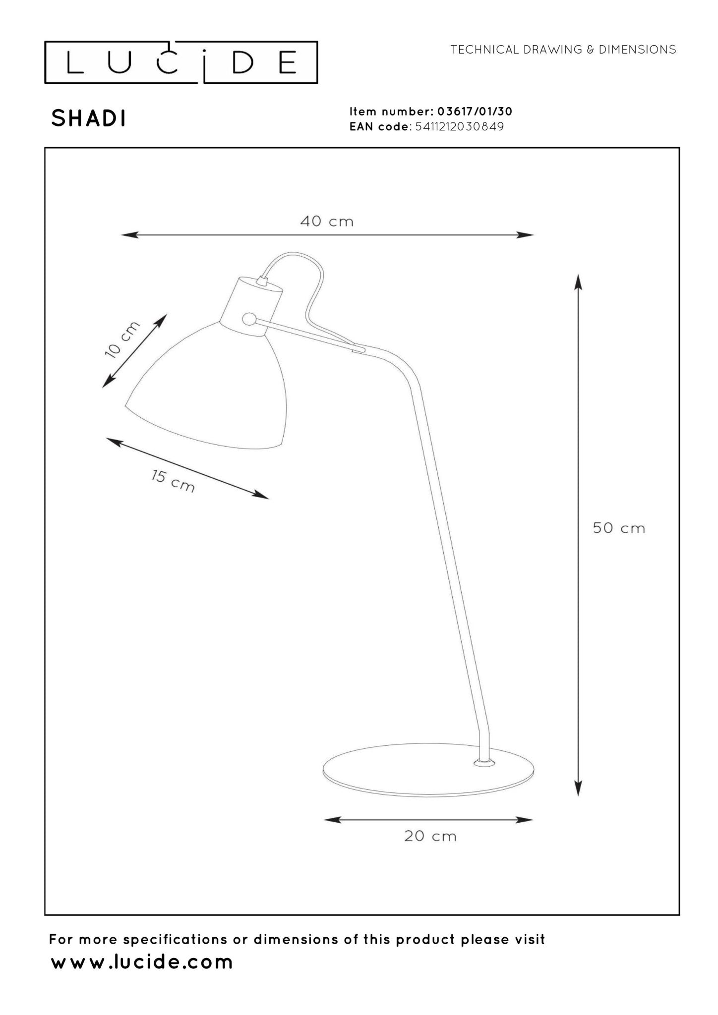 Shadi, skrivbordslampa, svart - 40 cm - Bordslampor - Shadi, skrivbordslampa, svart - 40 cm - 