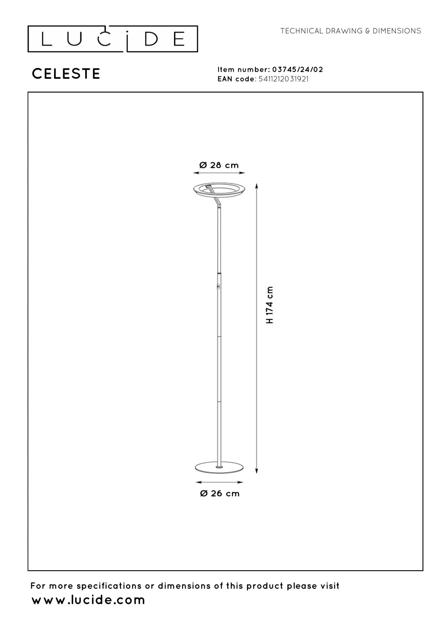 Celeste, golvlampa, matt guld/mässing - 28 cm - Golvlampor - Celeste, golvlampa, matt guld/mässing - 28 cm - 