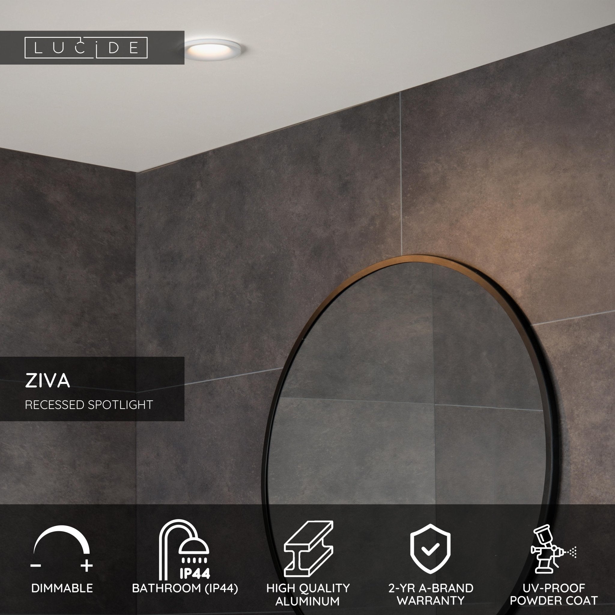 Ziva, Infällda spotlights, Vit - 8,4 cm - Spotlights - Ziva, Infällda spotlights, Vit - 8,4 cm - 