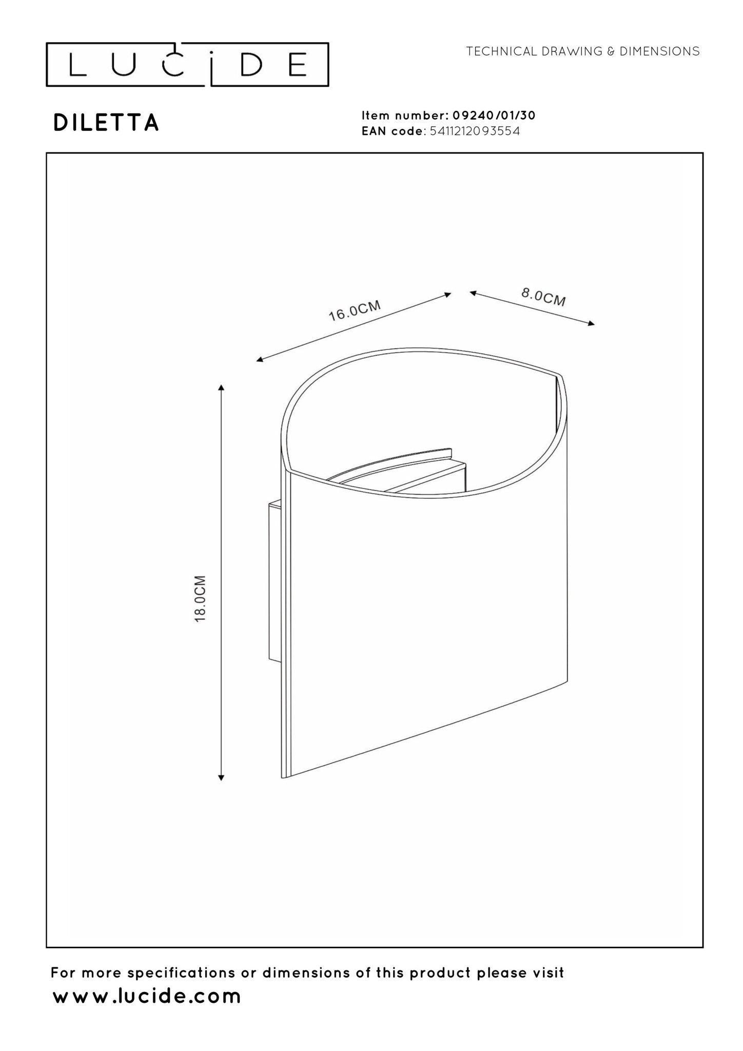 Diletta, Vägglampor, svart - 8 cm - Vägglampor - Diletta, Vägglampor, svart - 8 cm - 